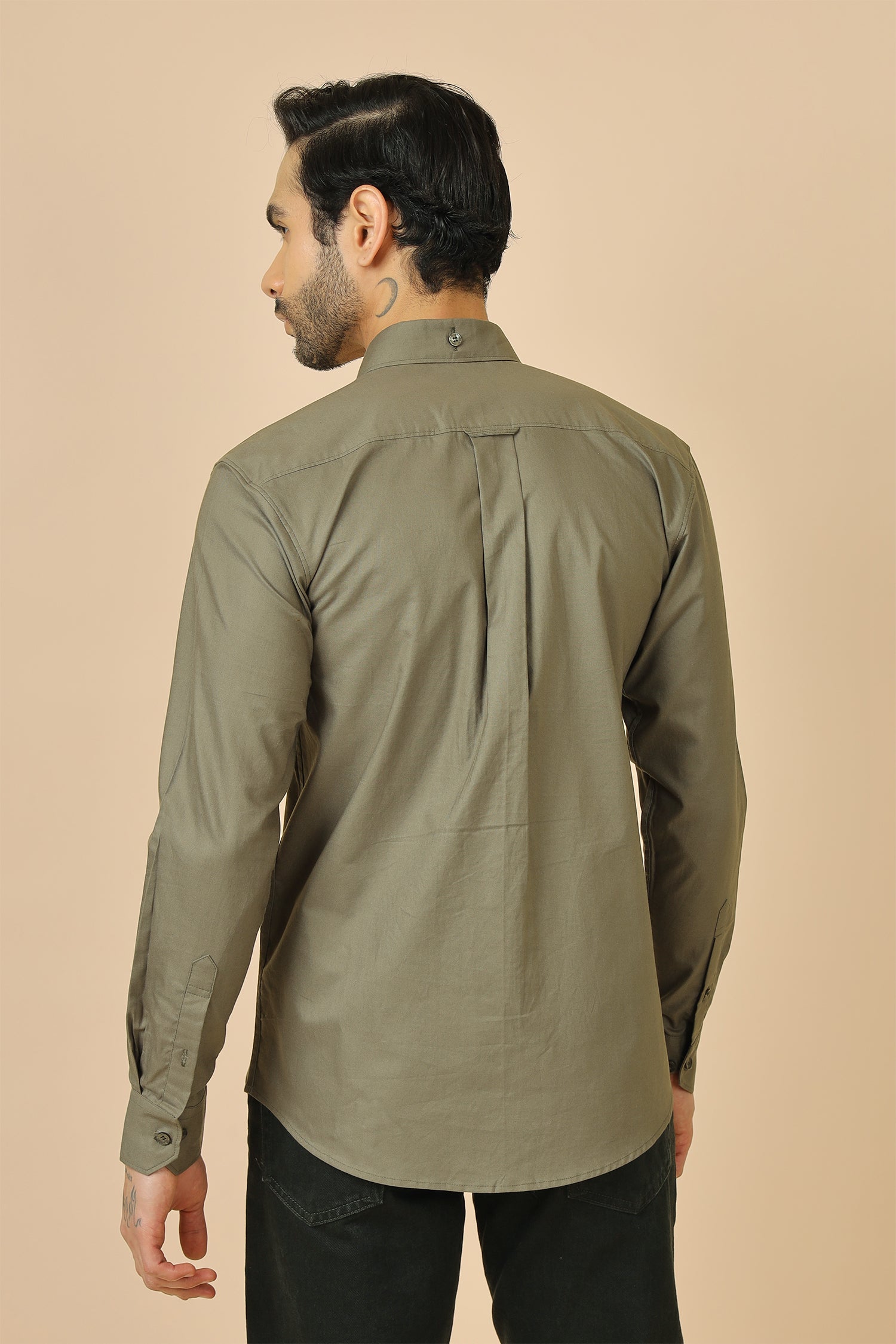 Solid Olive Classic Shirt With Utility Pocket