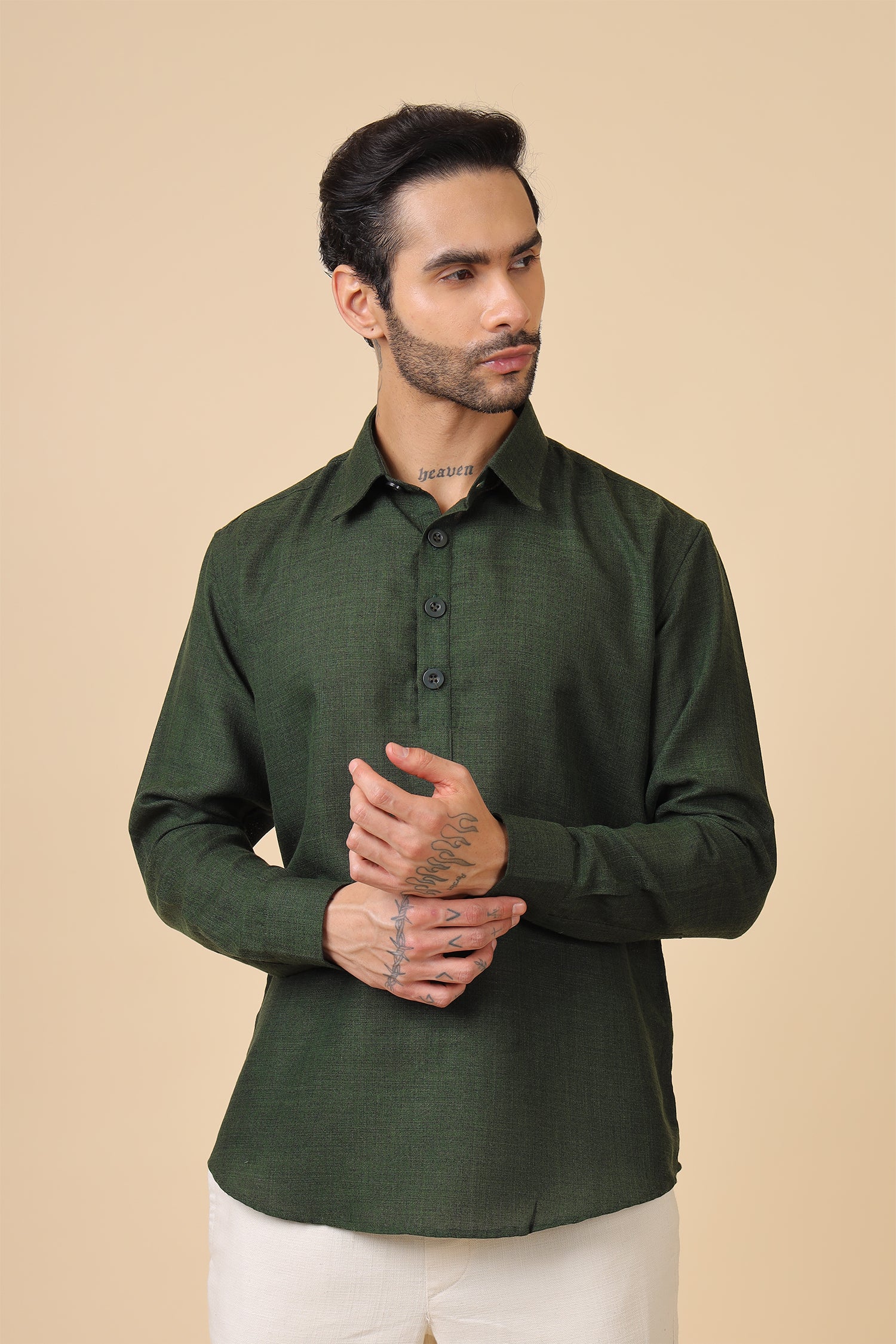 Men's Premium Green Popover Shirt