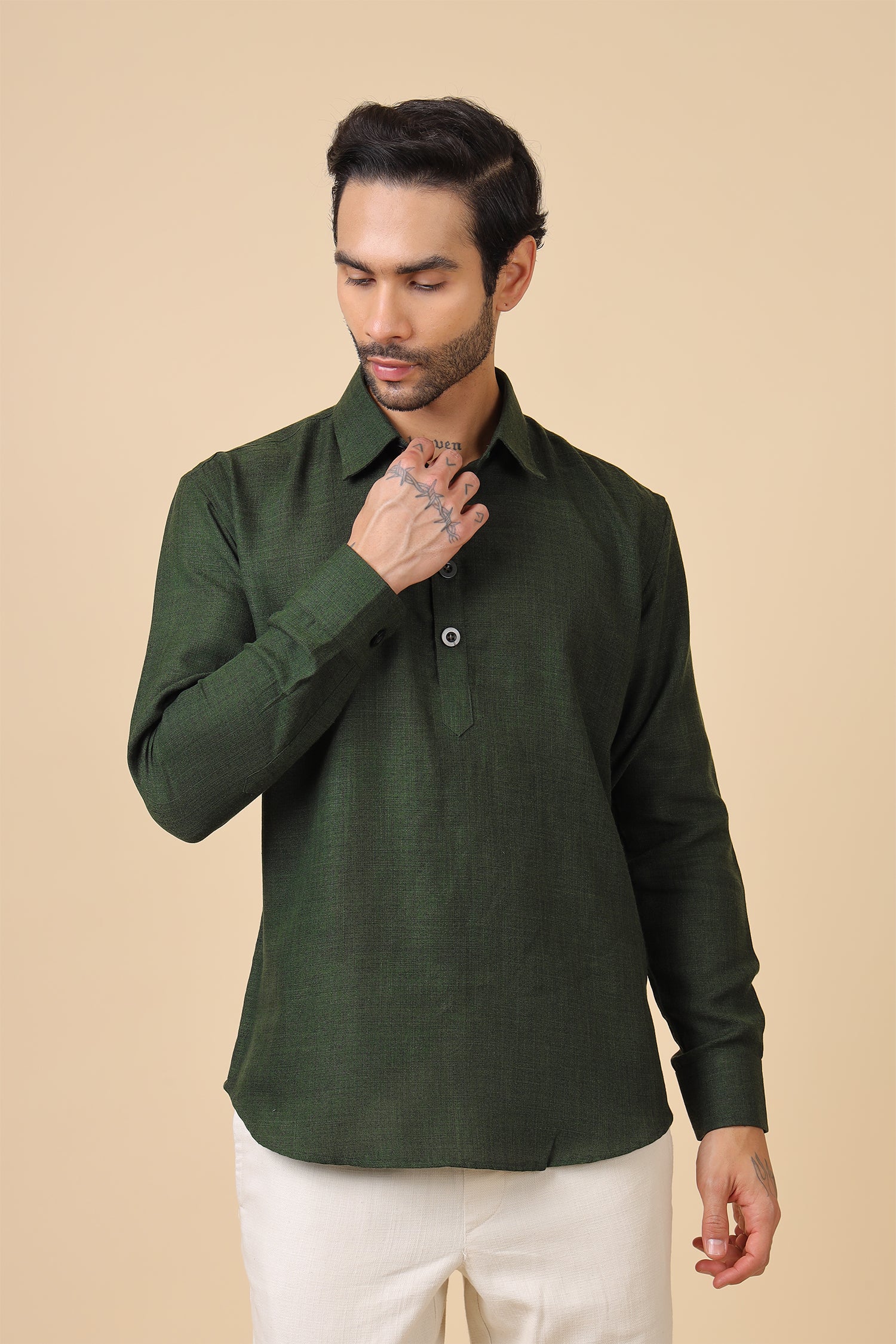 Men's Premium Green Popover Shirt