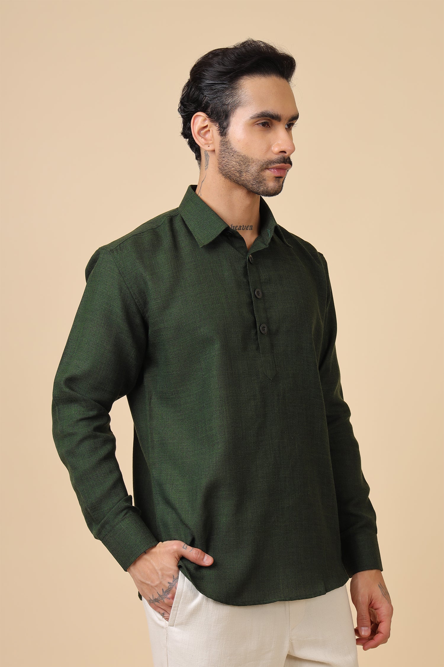 Men's Premium Green Popover Shirt