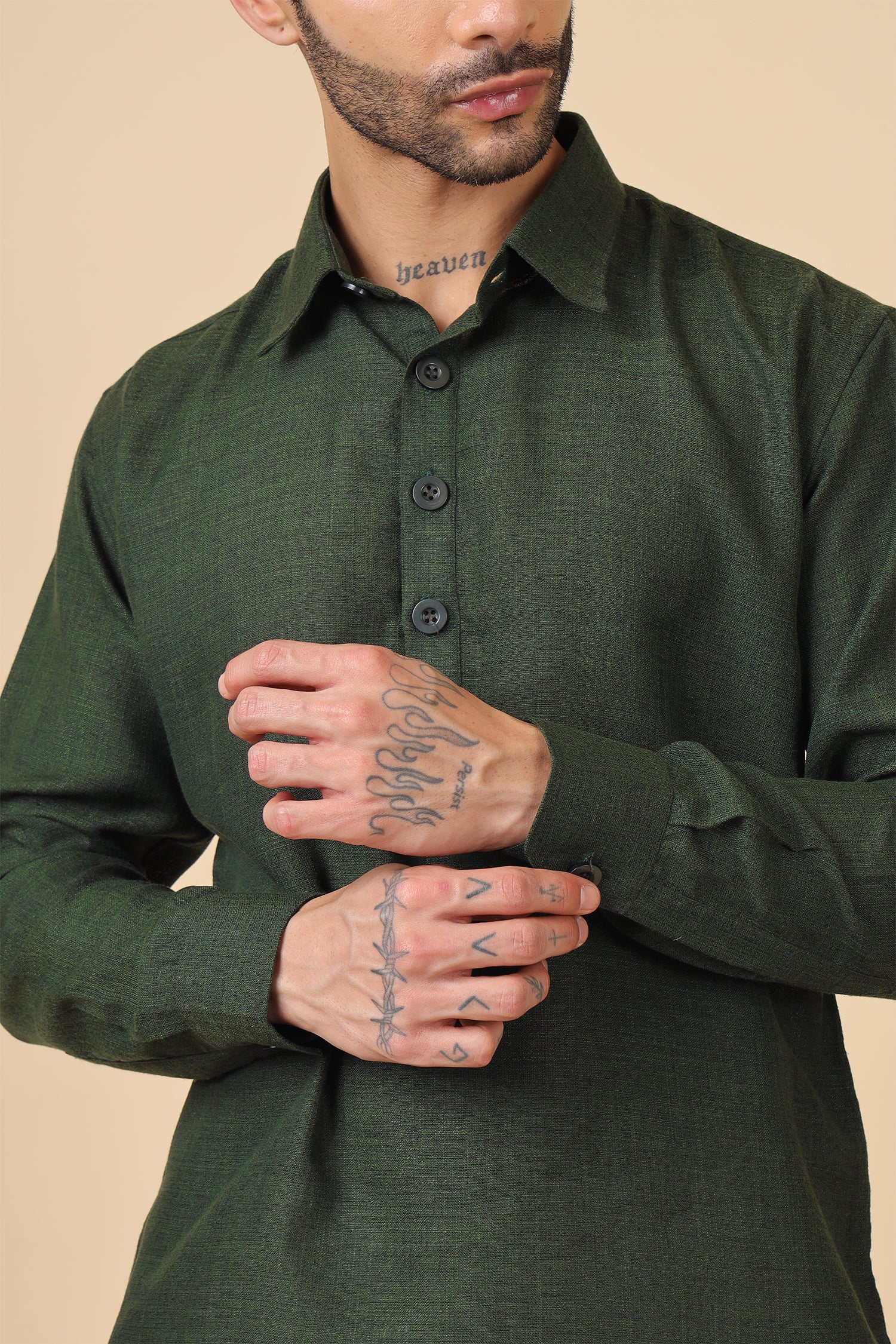 Men's Premium Green Popover Shirt