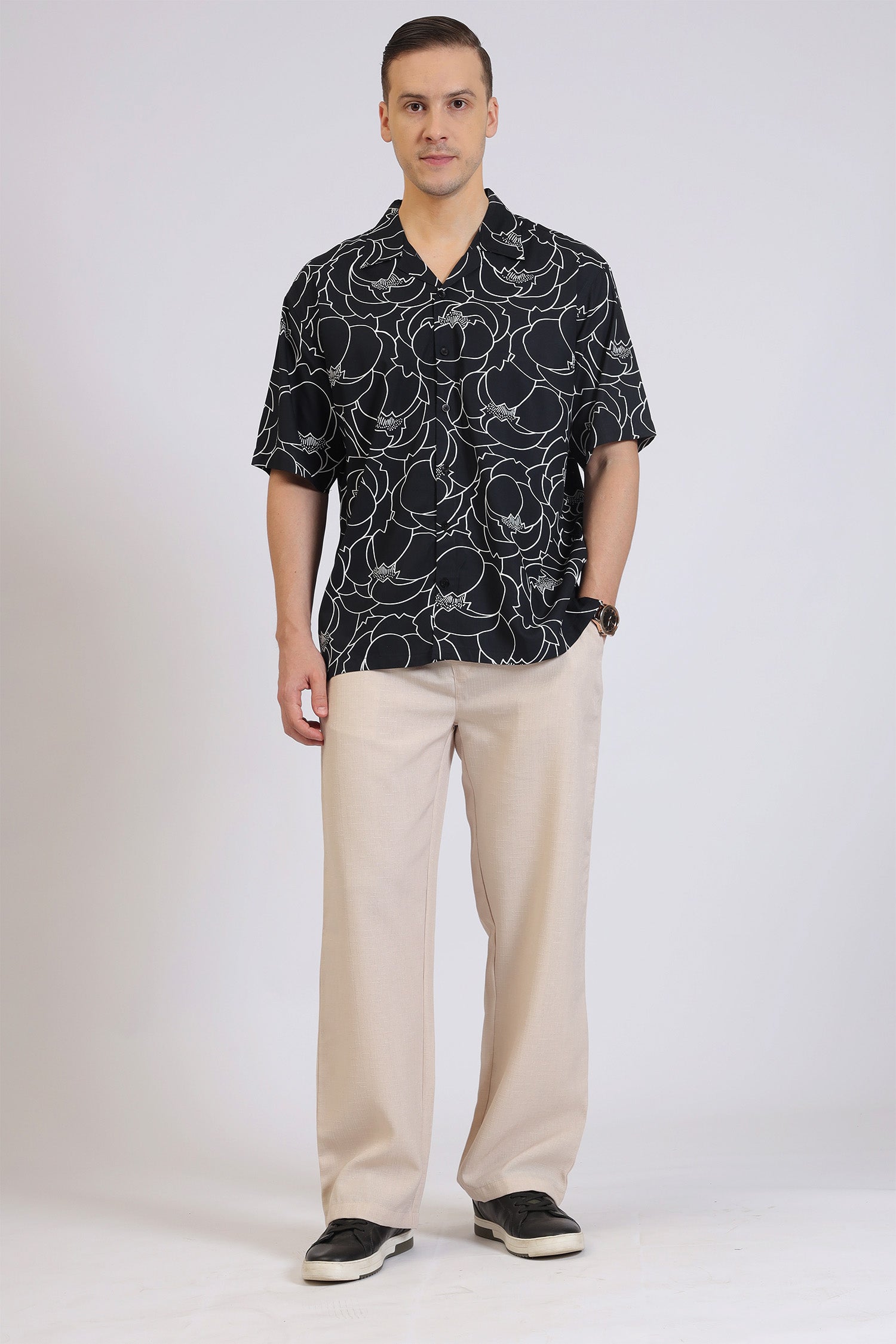 BLACK&WHITE ABSTRACT PRINT SHIRT