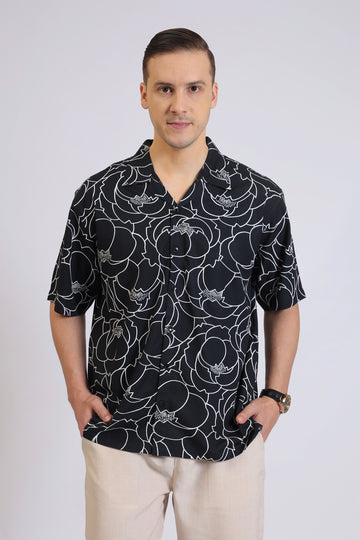 BLACK&WHITE ABSTRACT PRINT SHIRT