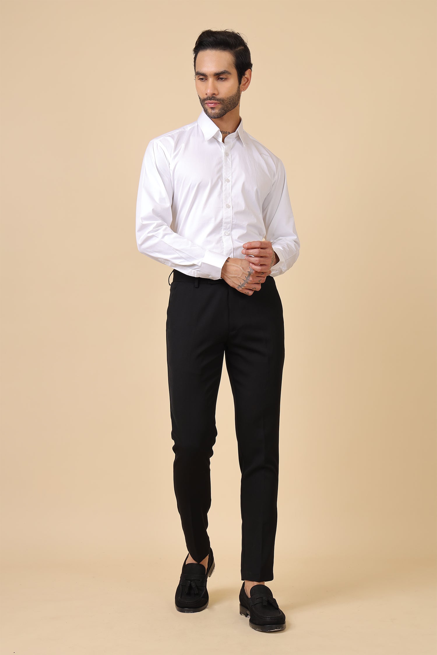 Men Classic Black Slim-Fit Formal Trousers