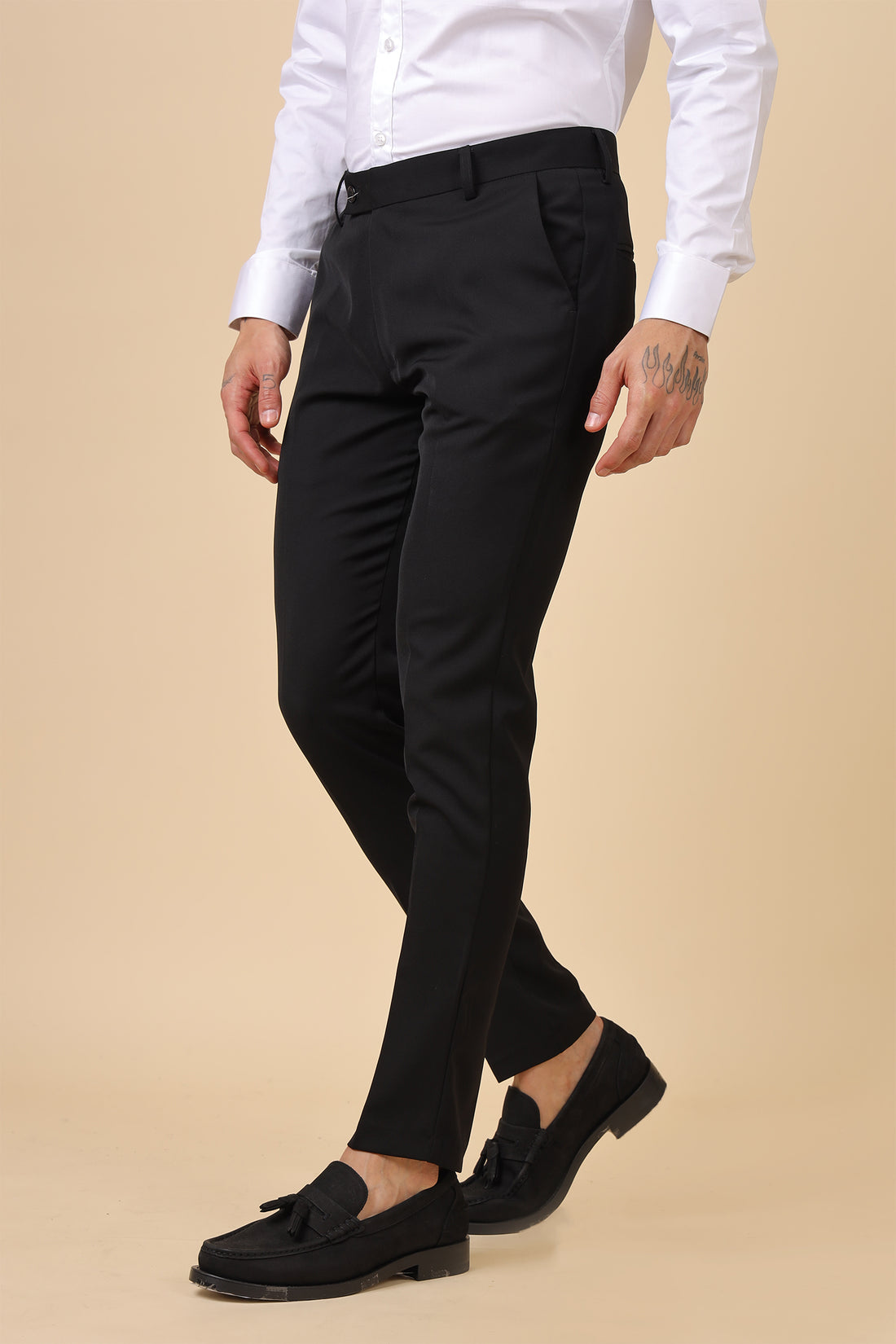 Men Classic Black Slim-Fit Formal Trousers