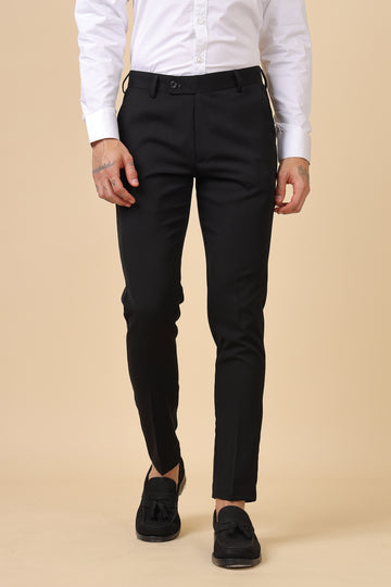 Men Classic Black Slim-Fit Formal Trousers
