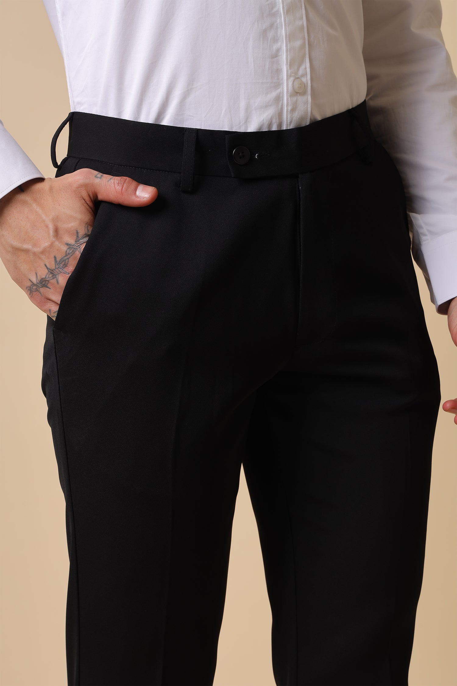 Men Classic Black Slim-Fit Formal Trousers