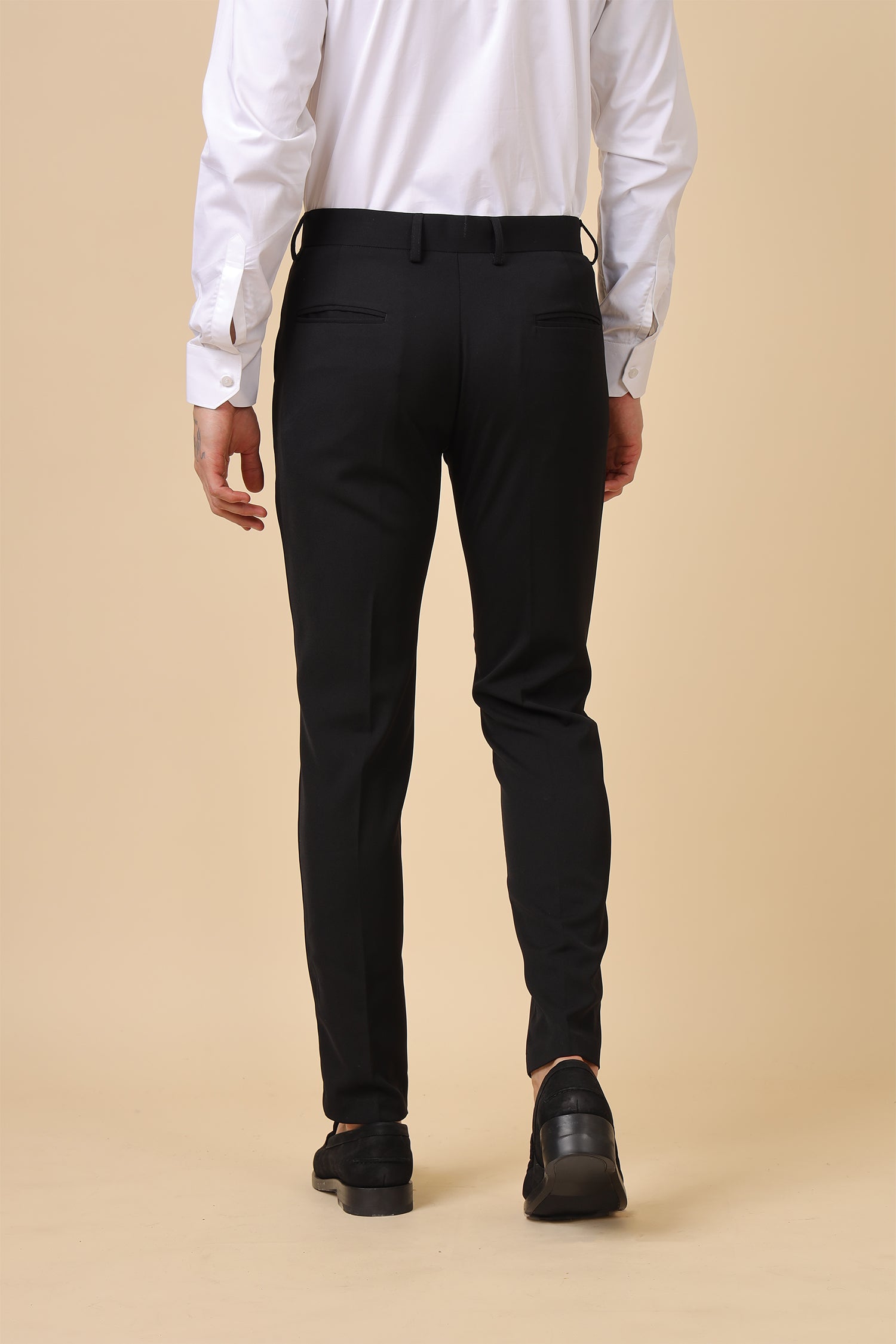 Men Classic Black Slim-Fit Formal Trousers