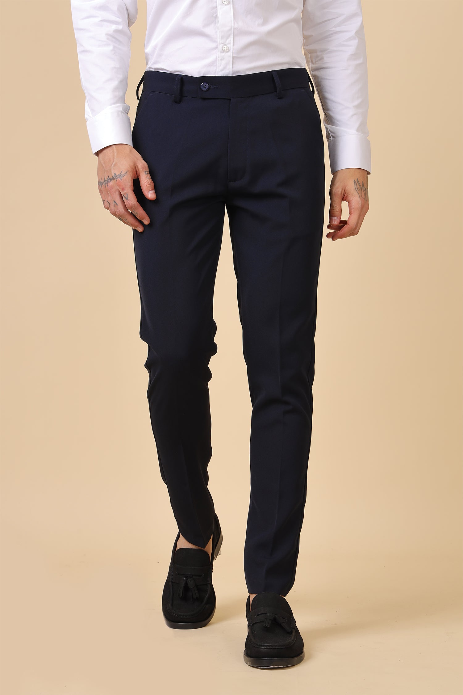 Men Classic Navy Blue Formal Trousers