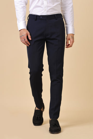 Men Classic Navy Blue Formal Trousers