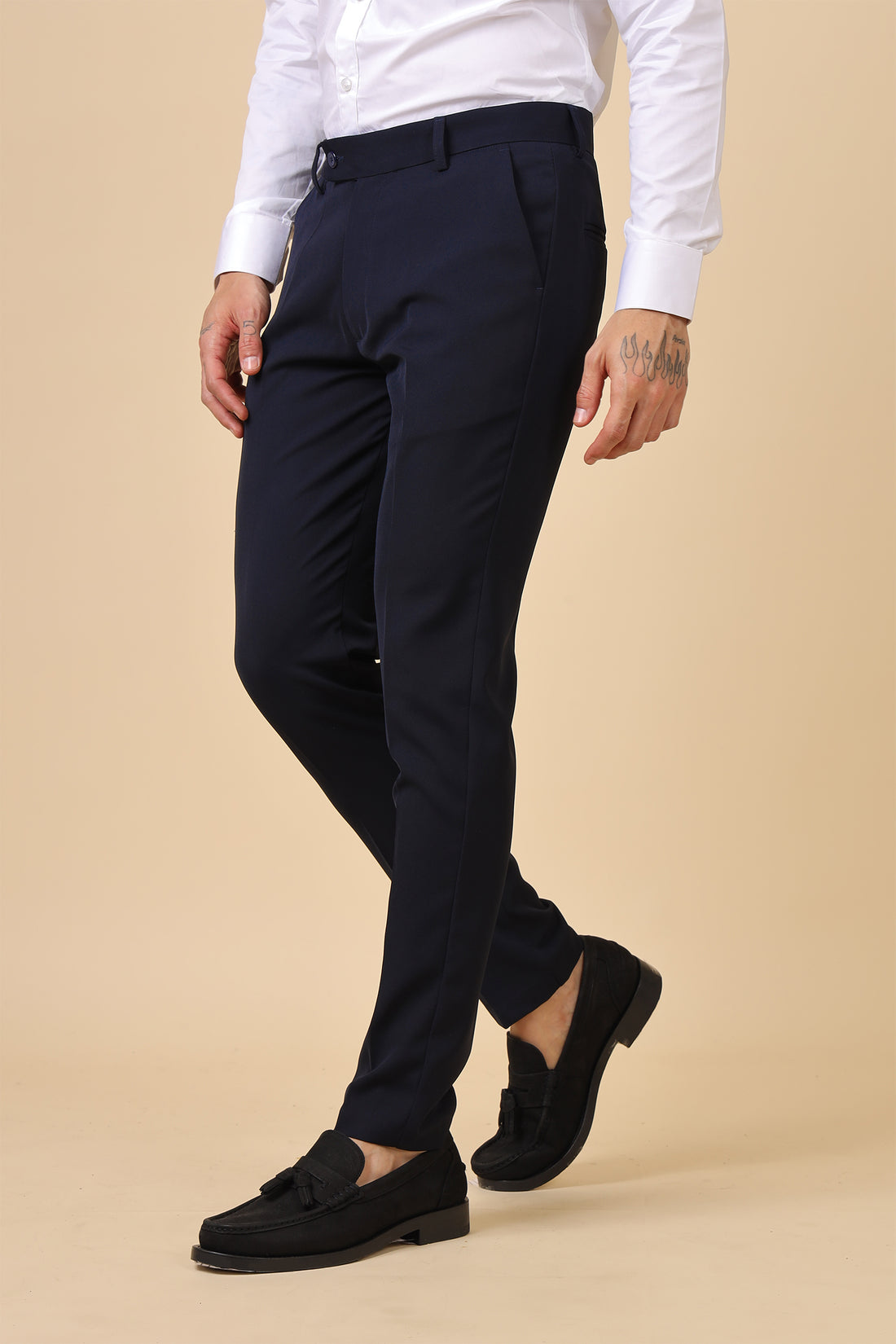Men Classic Navy Blue Formal Trousers
