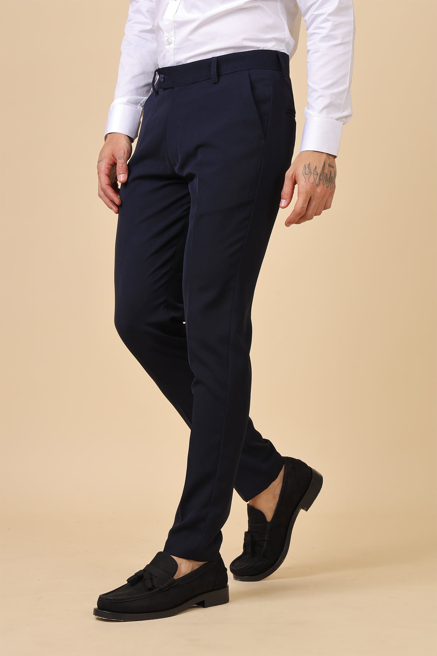 Men Classic Navy Blue Formal Trousers