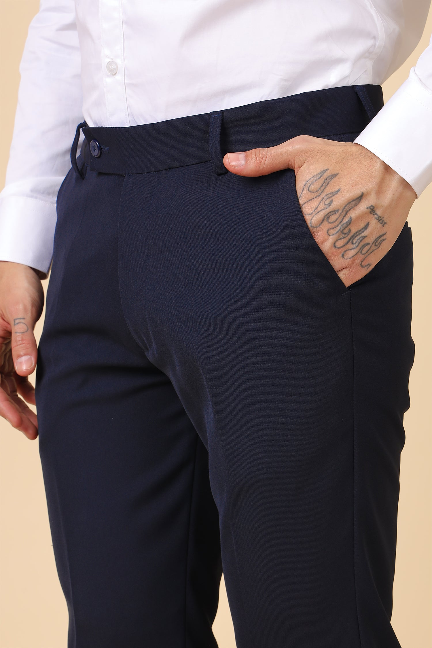 Men Classic Navy Blue Formal Trousers