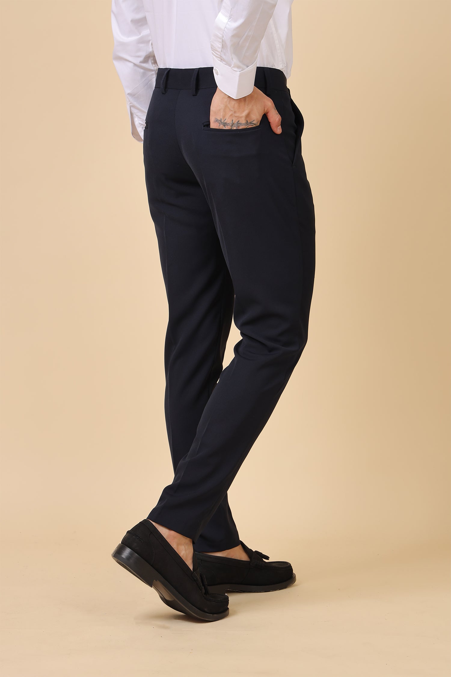 Men Classic Navy Blue Formal Trousers