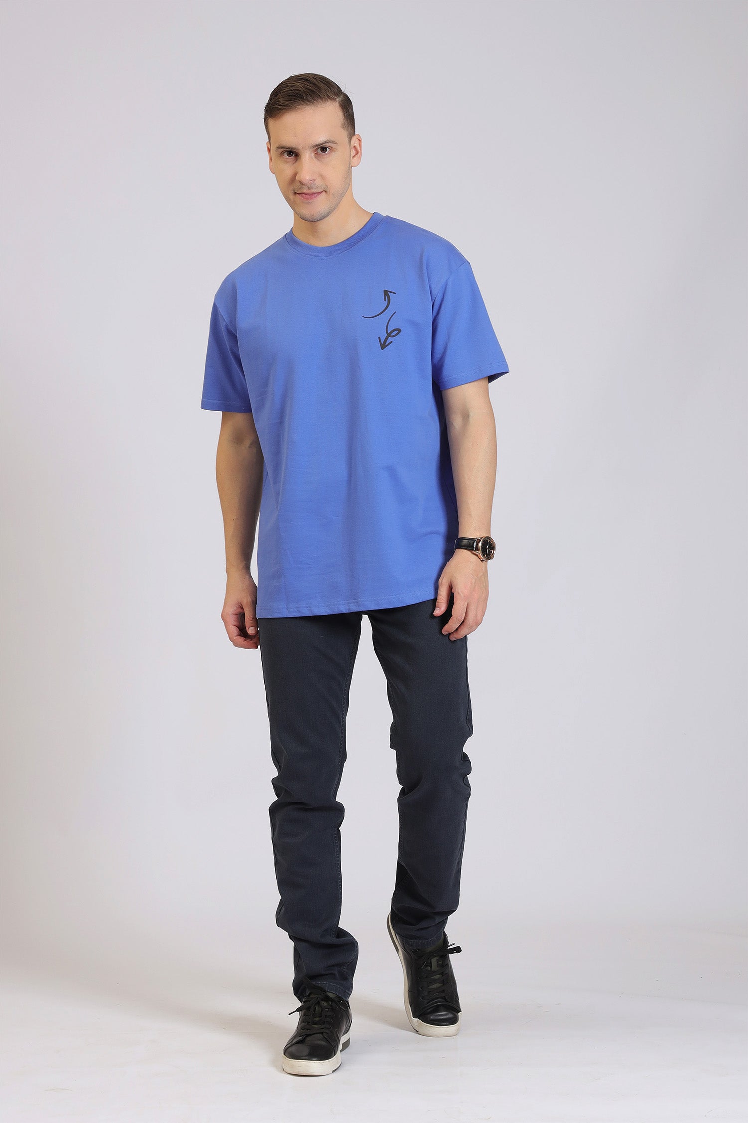 ABSTRACT ARROW PRINT BLUE T-SHIRT