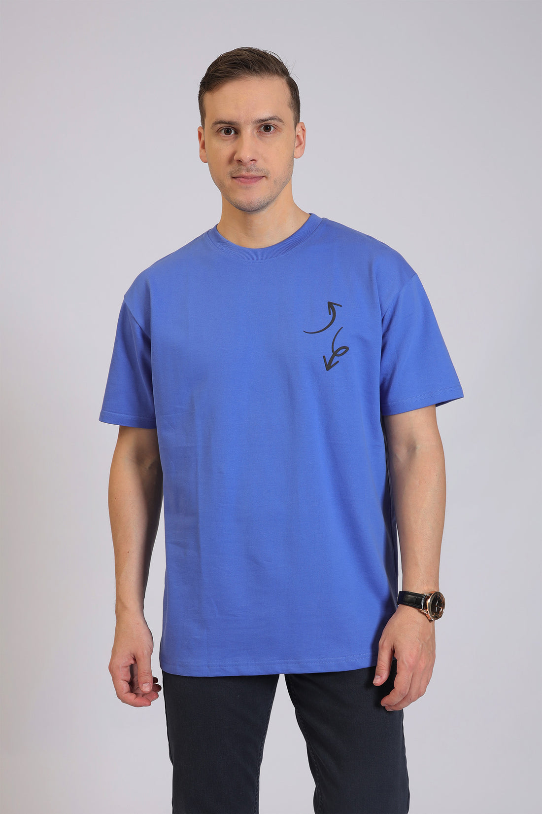 ABSTRACT ARROW PRINT BLUE T-SHIRT