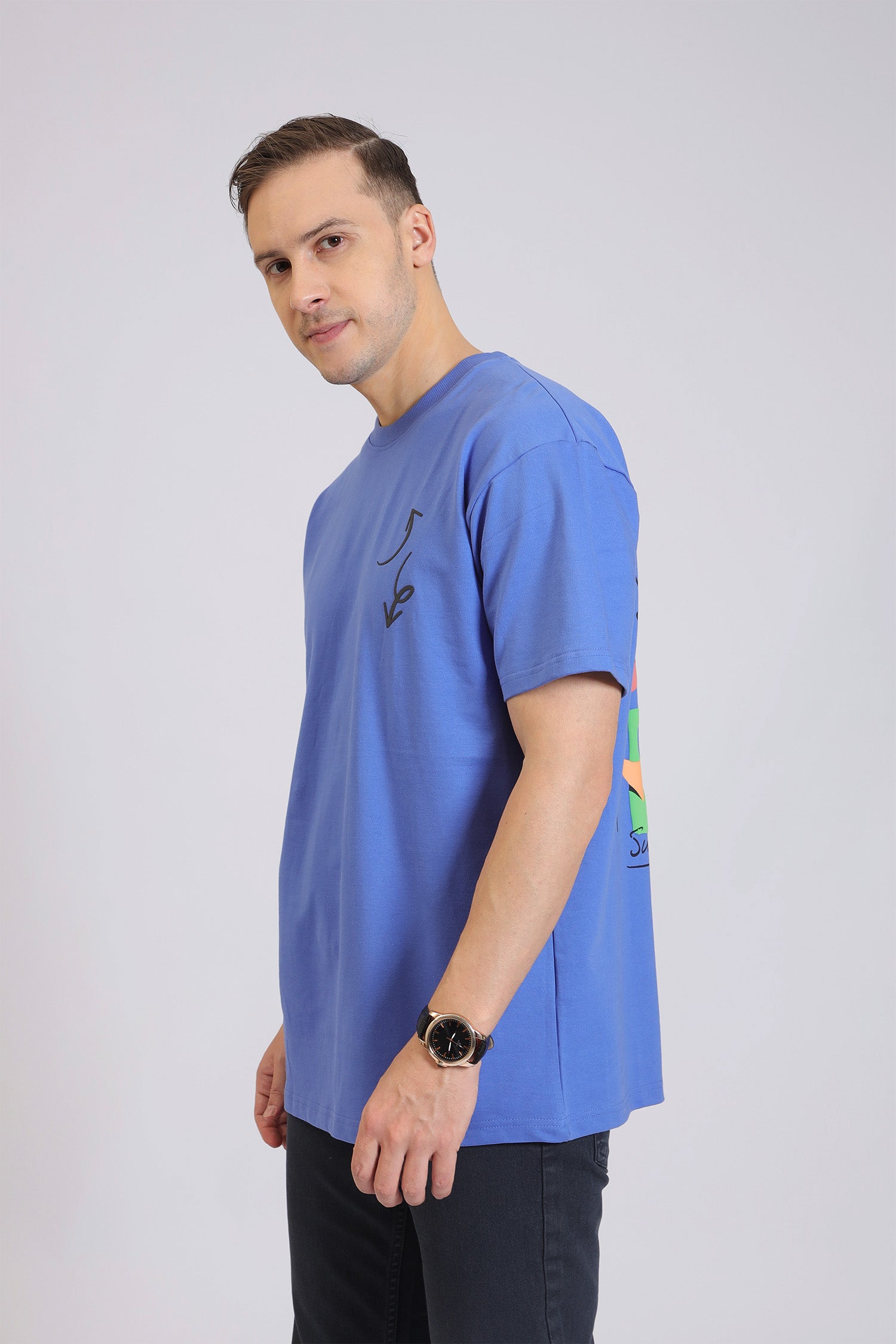 ABSTRACT ARROW PRINT BLUE T-SHIRT