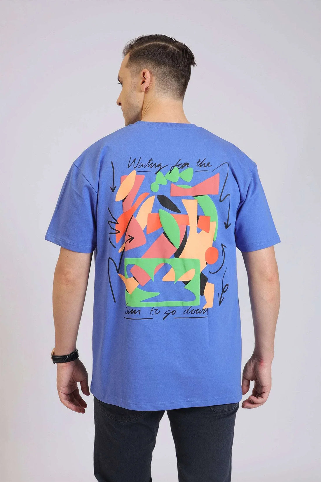 ABSTRACT ARROW PRINT BLUE T-SHIRT