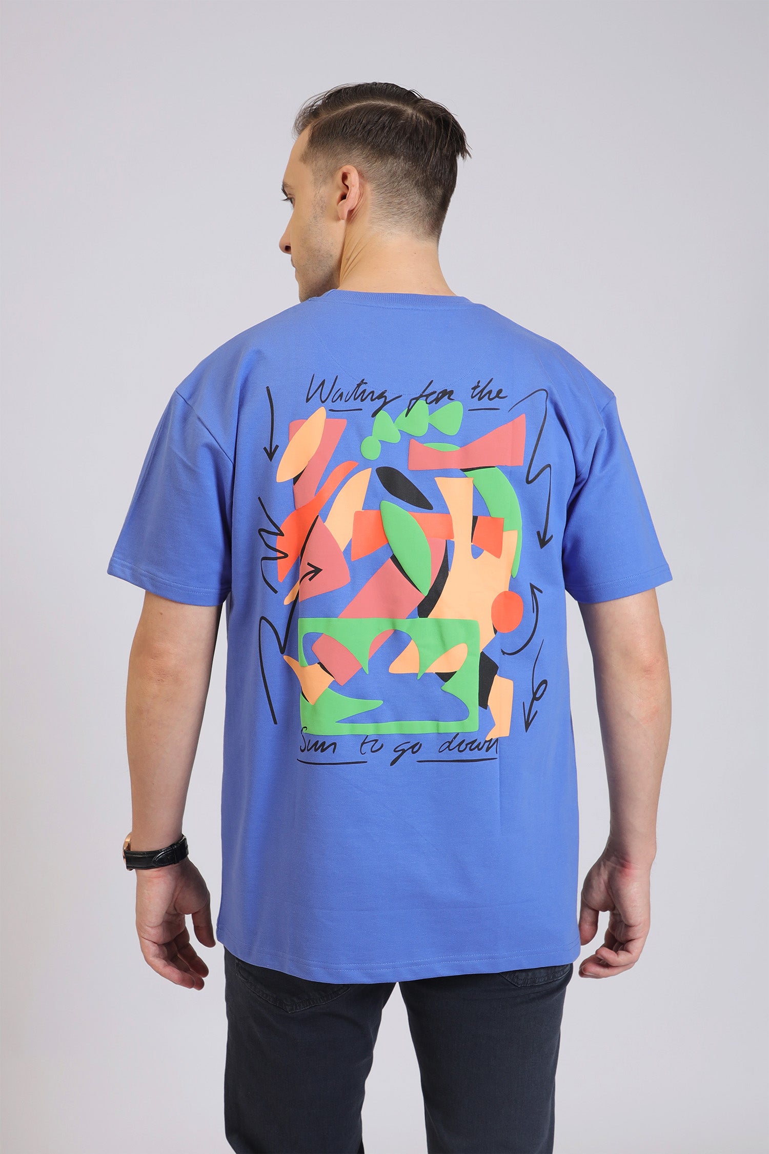 ABSTRACT ARROW PRINT BLUE T-SHIRT
