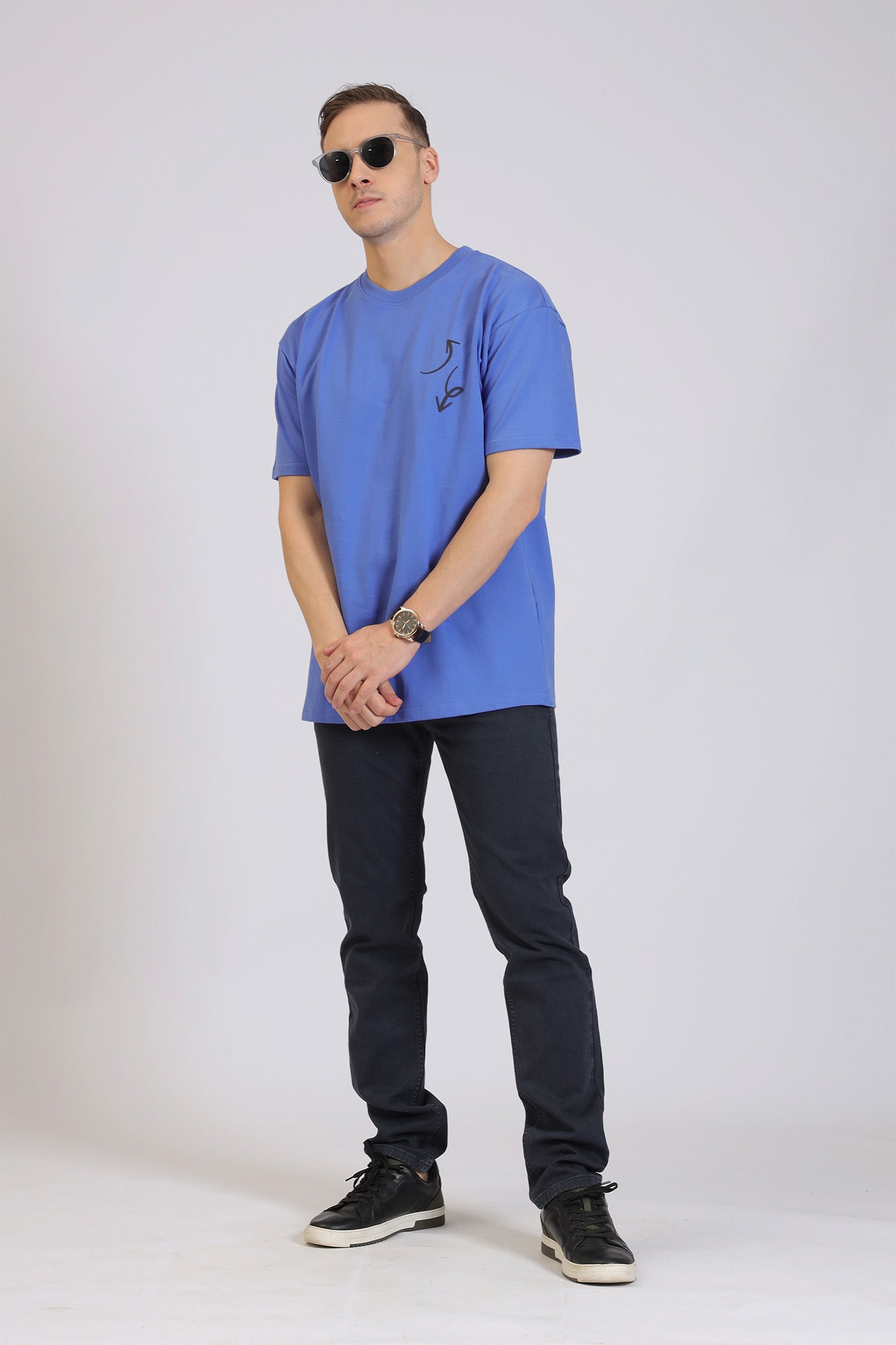 ABSTRACT ARROW PRINT BLUE T-SHIRT