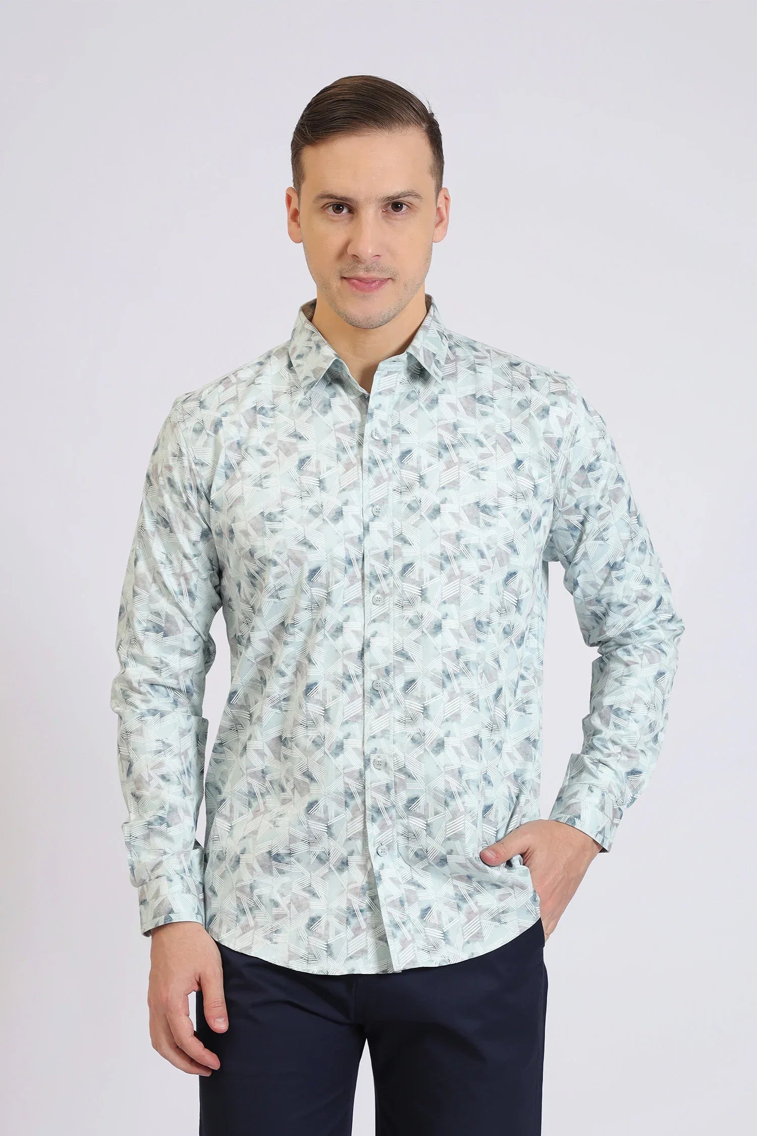 Sky Geometric Printed Shirt