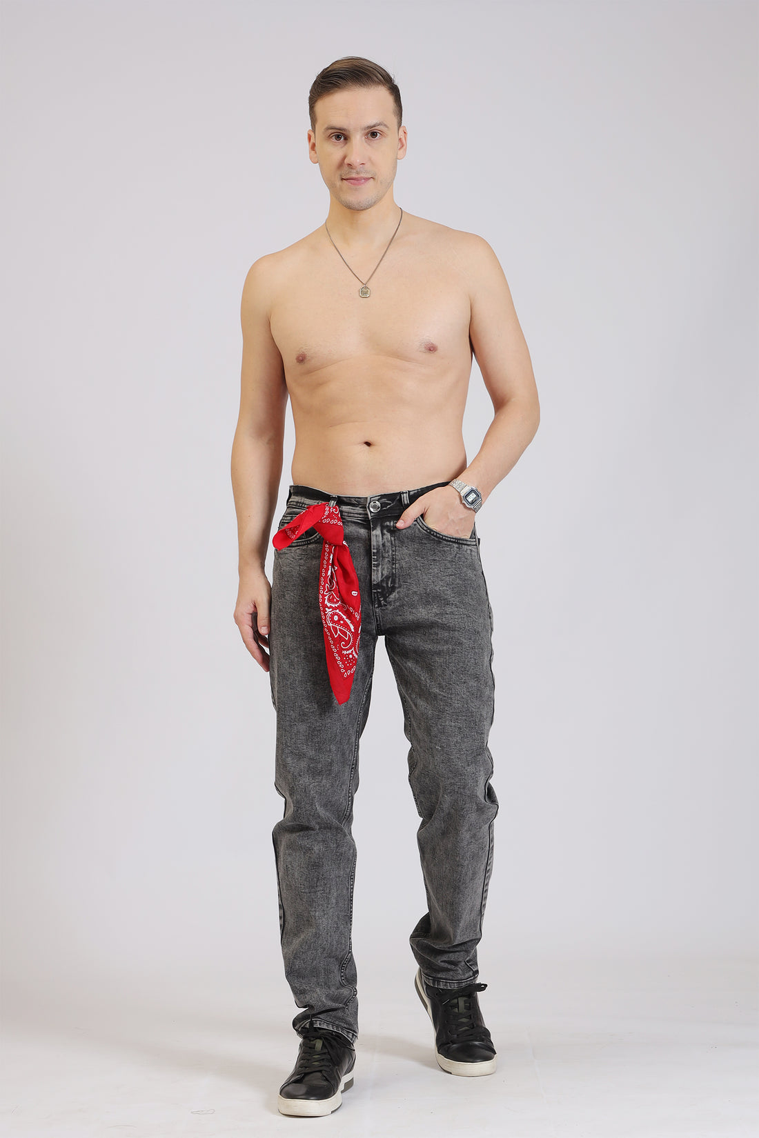 Black Washed Slim-Fit Denim Jeans