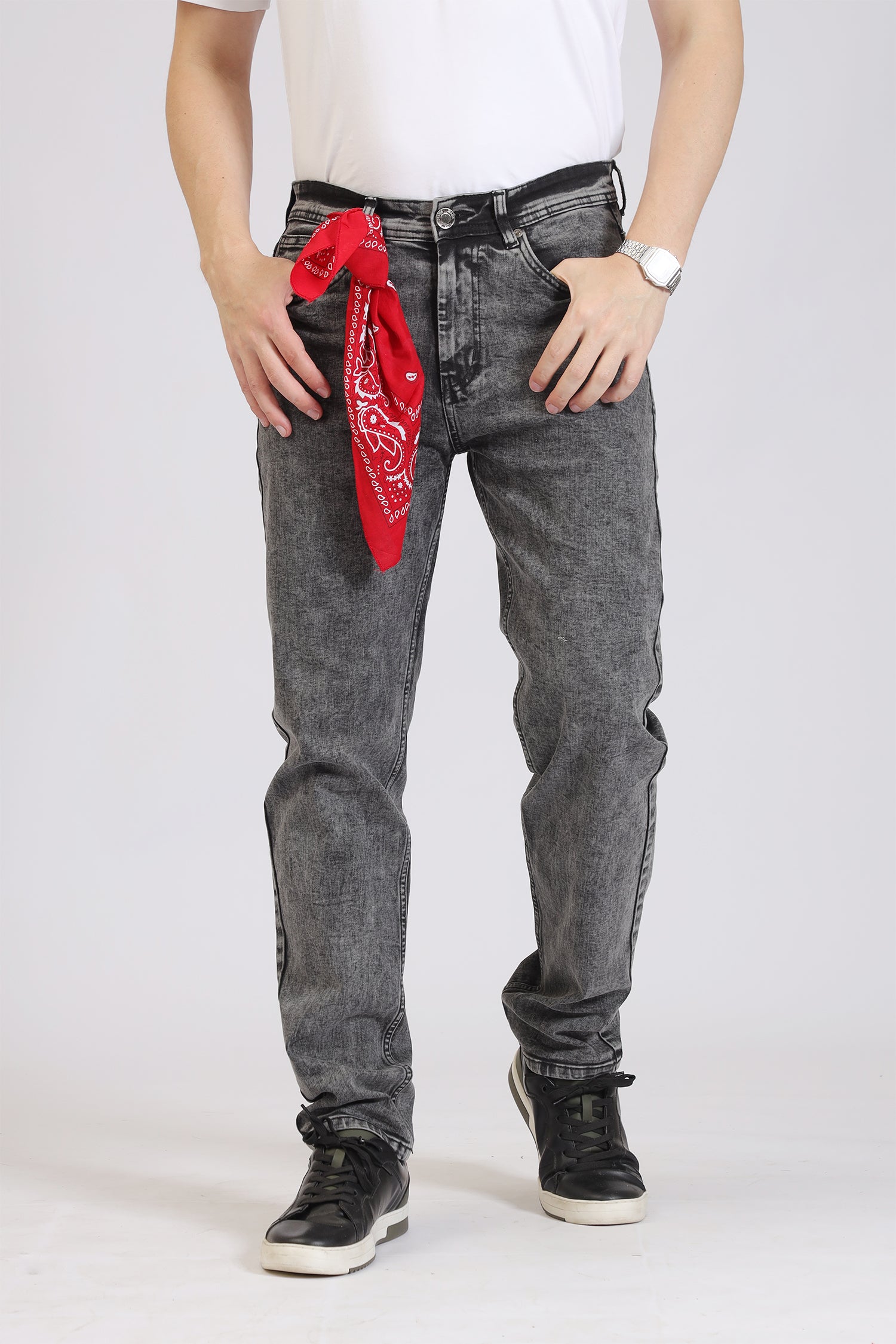 Black Washed Slim-Fit Denim Jeans
