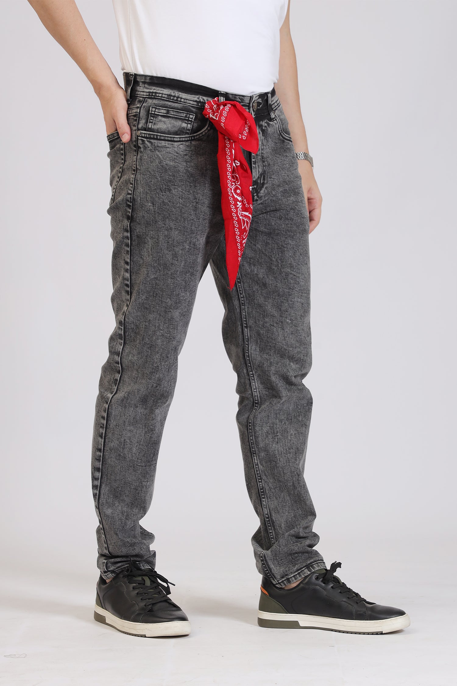 Black Washed Slim-Fit Denim Jeans