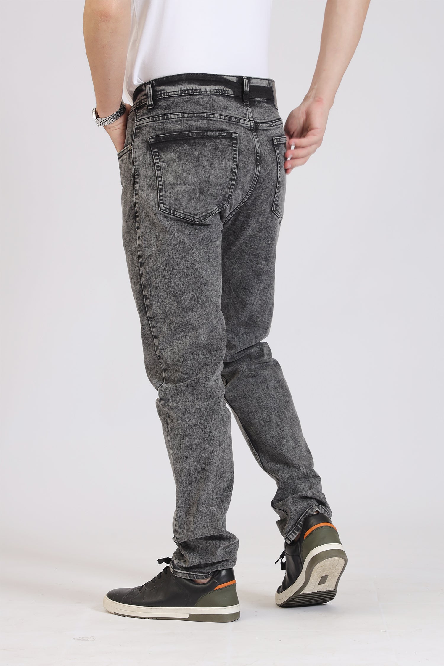 Black Washed Slim-Fit Denim Jeans