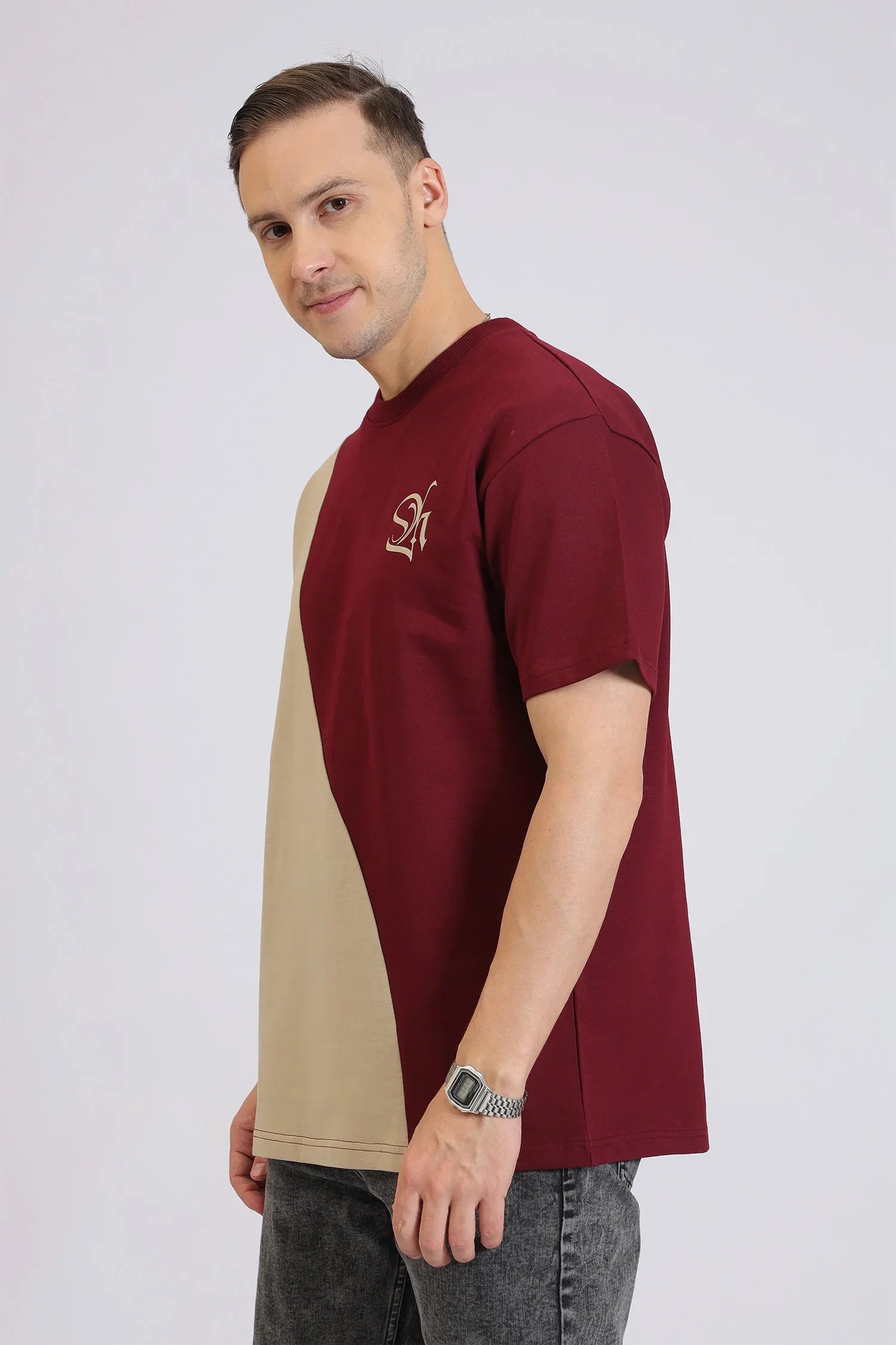 Cut&Sew Maroon T-Shirt