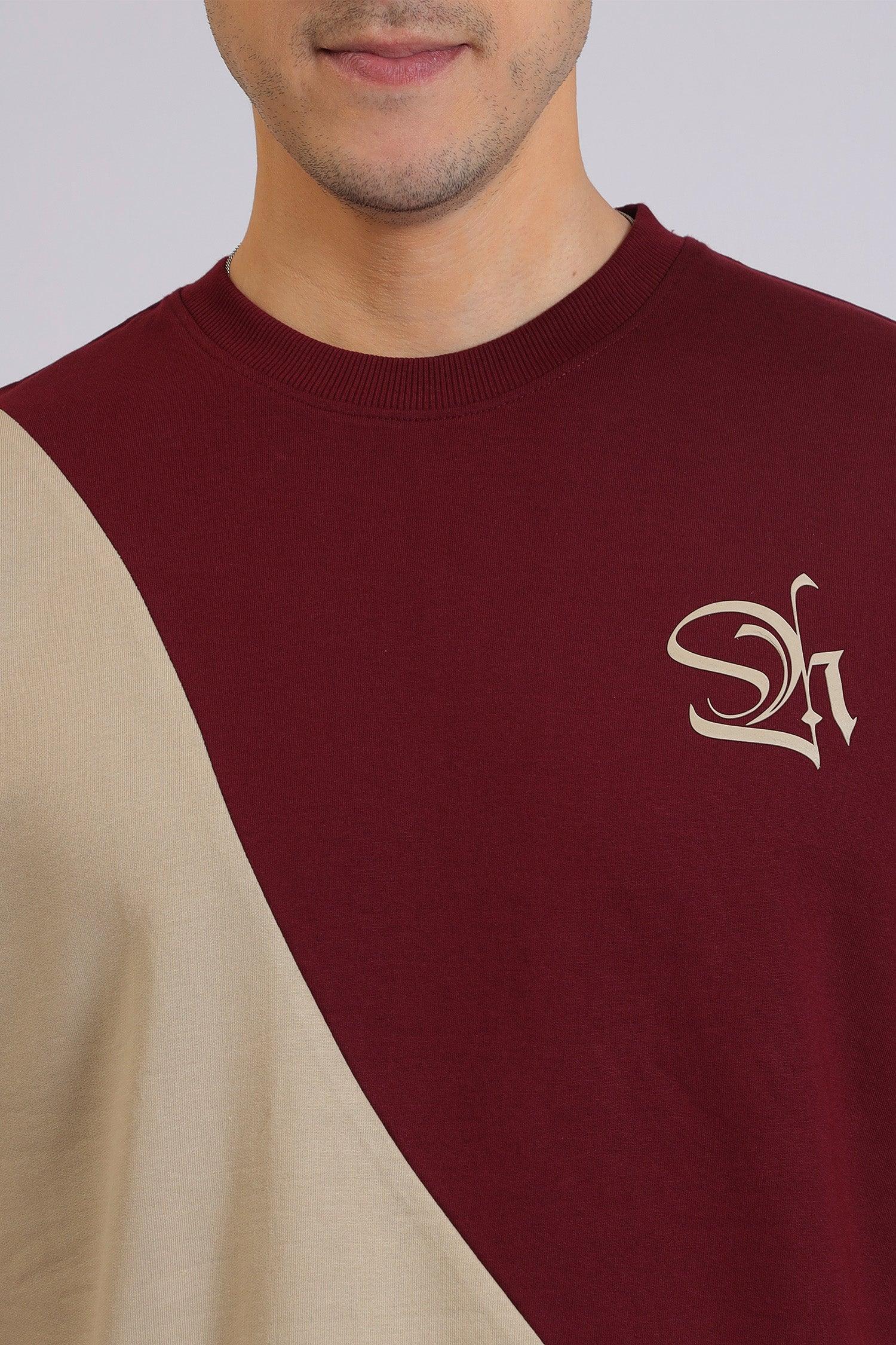 Cut&Sew Maroon T-Shirt