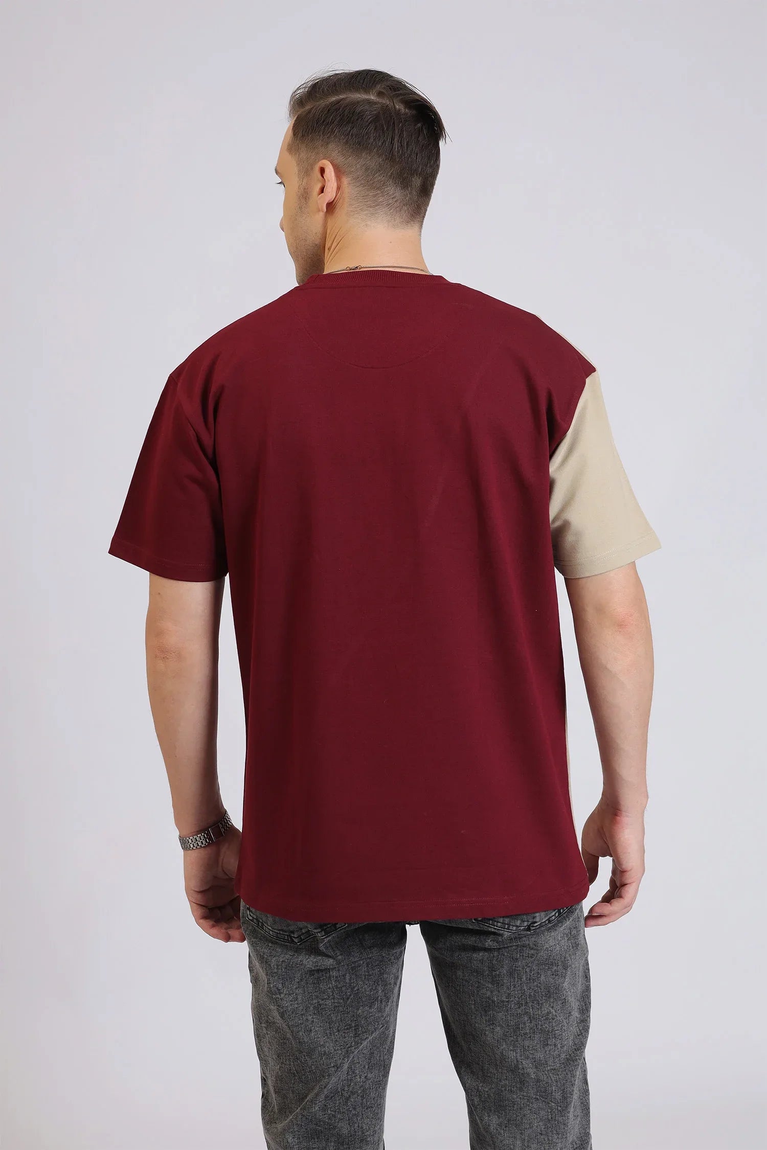 Cut&Sew Maroon T-Shirt