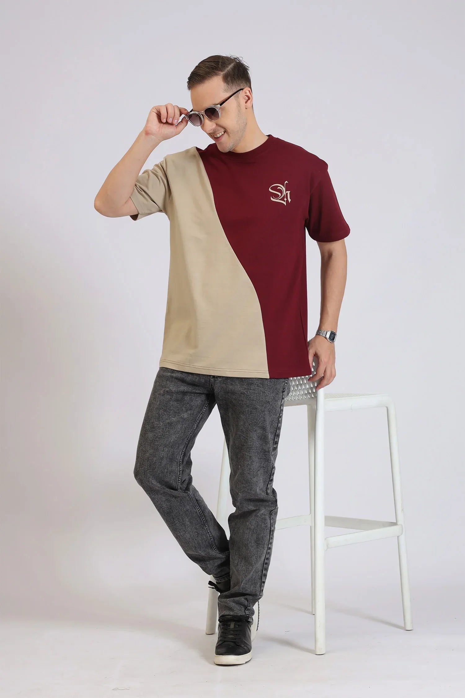 Cut&Sew Maroon T-Shirt