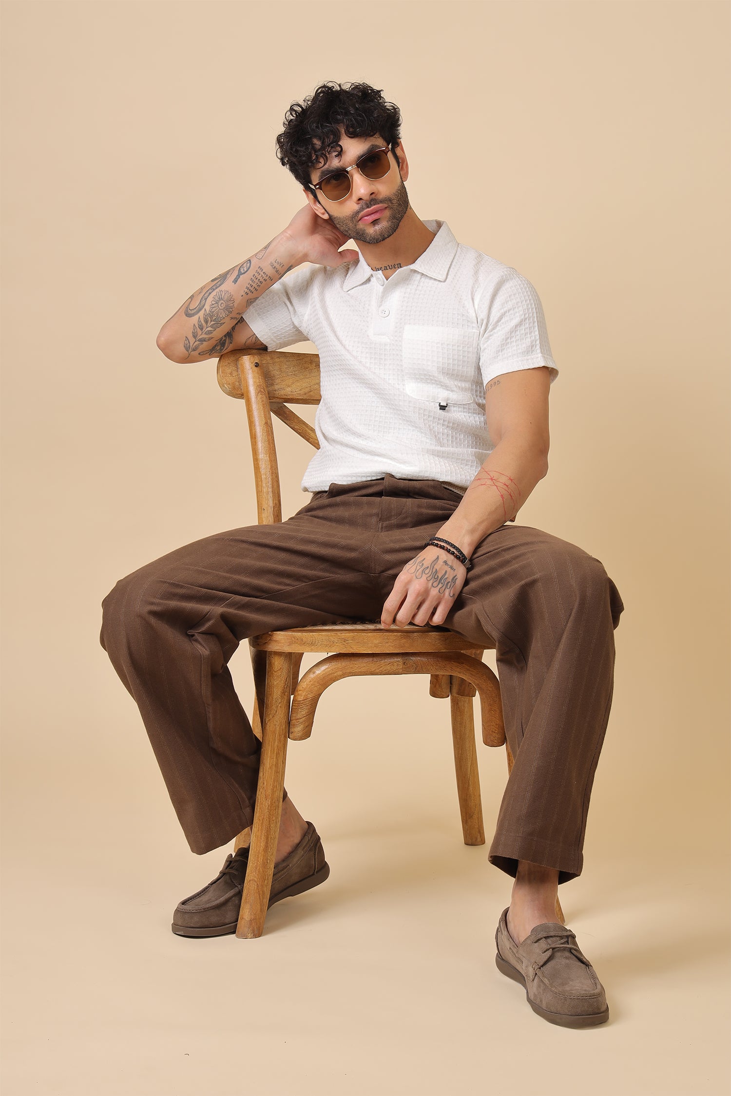 Structured Waffle-Knit Polo With Clean Half Placket