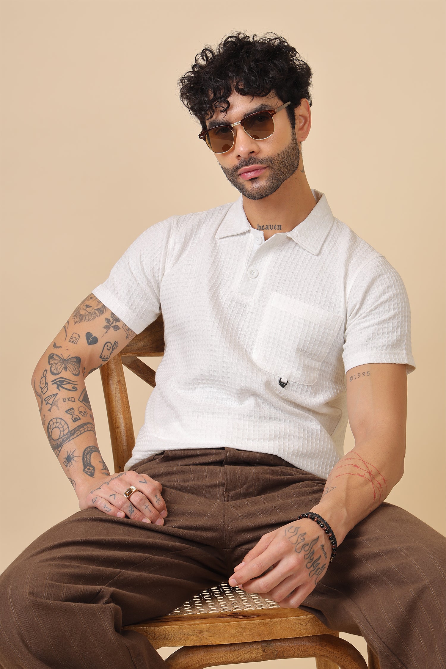 Structured Waffle-Knit Polo With Clean Half Placket