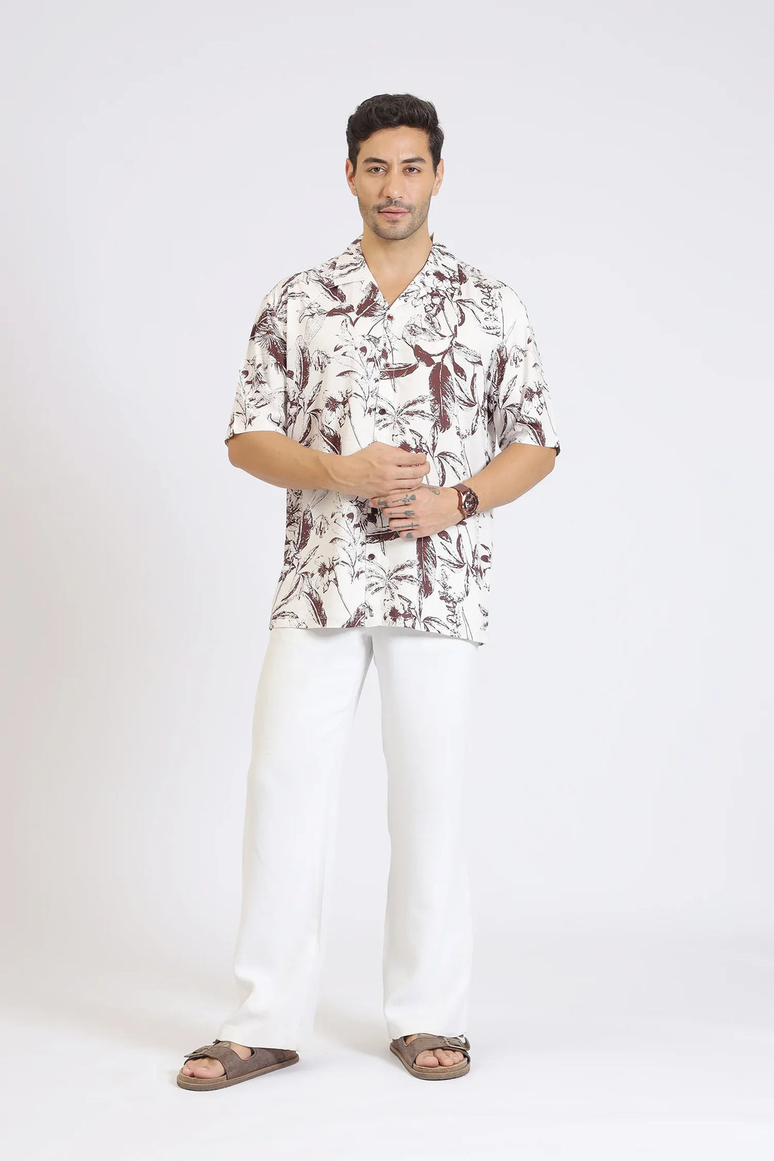 MAROON FLOWER PRINT RAYON SHIRT