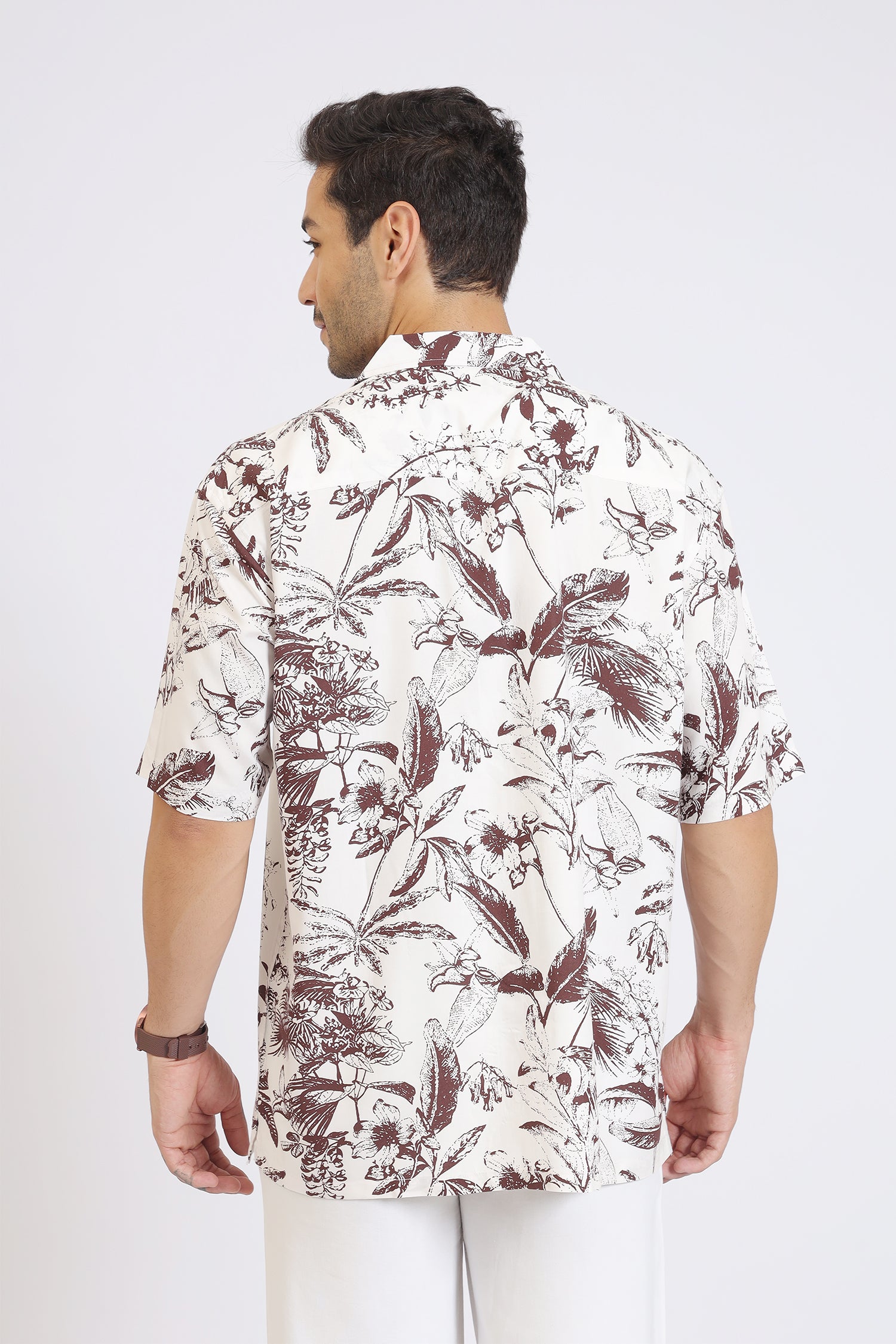 MAROON FLOWER PRINT RAYON SHIRT