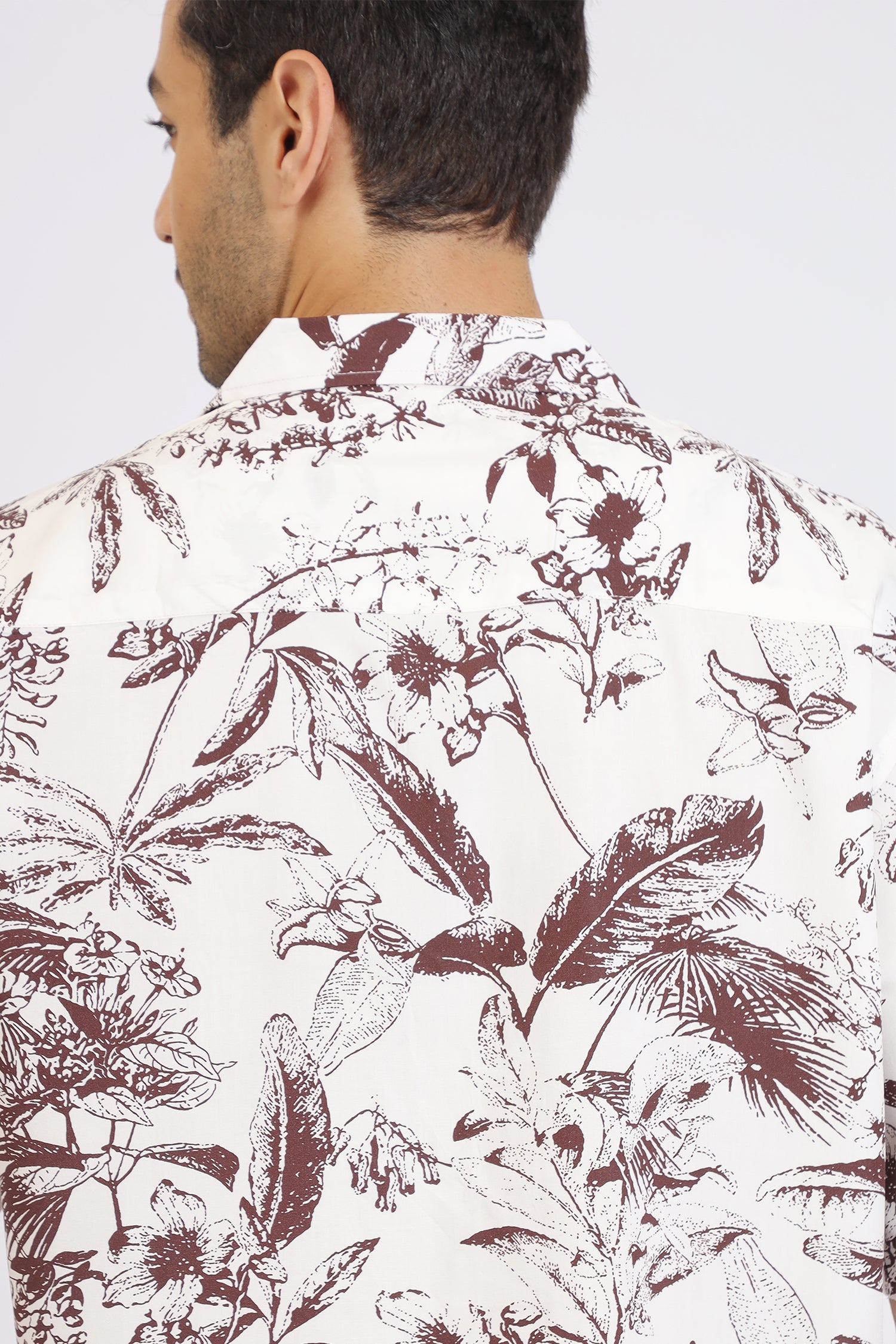 MAROON FLOWER PRINT RAYON SHIRT