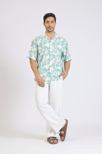 LGREEN RAYON PRINTED SHIRT