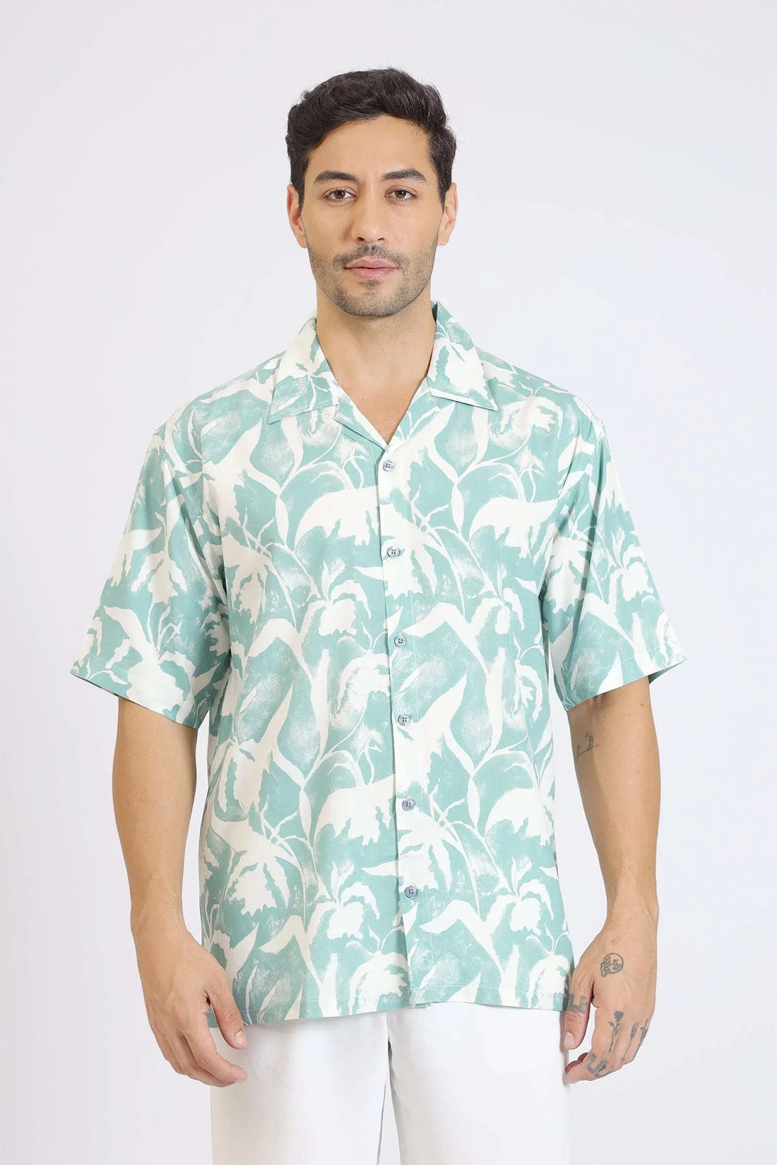 LGREEN RAYON PRINTED SHIRT