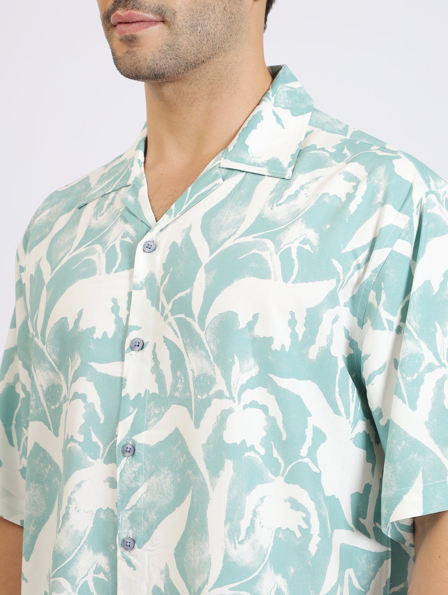 LGREEN RAYON PRINTED SHIRT