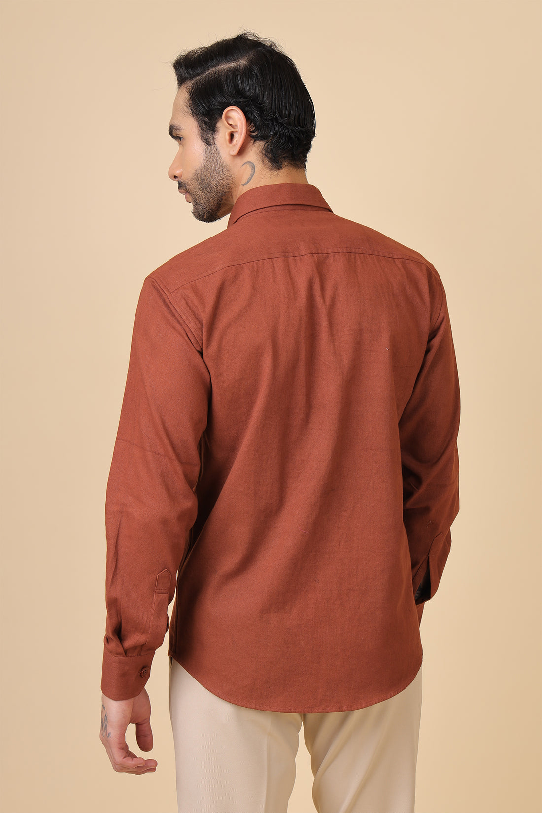 Textured Brown Casual Shirt With Chest Utility Detail