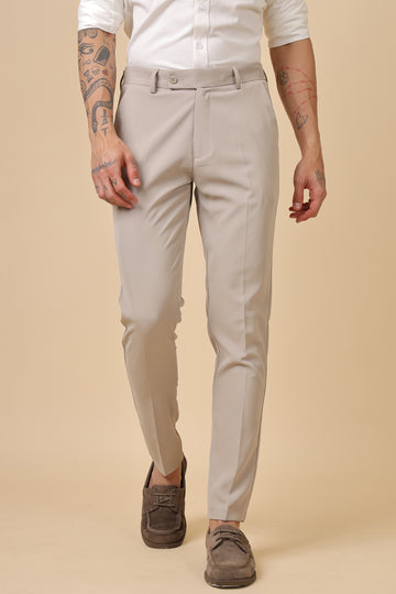 Men Classic Beige Formal Trousers