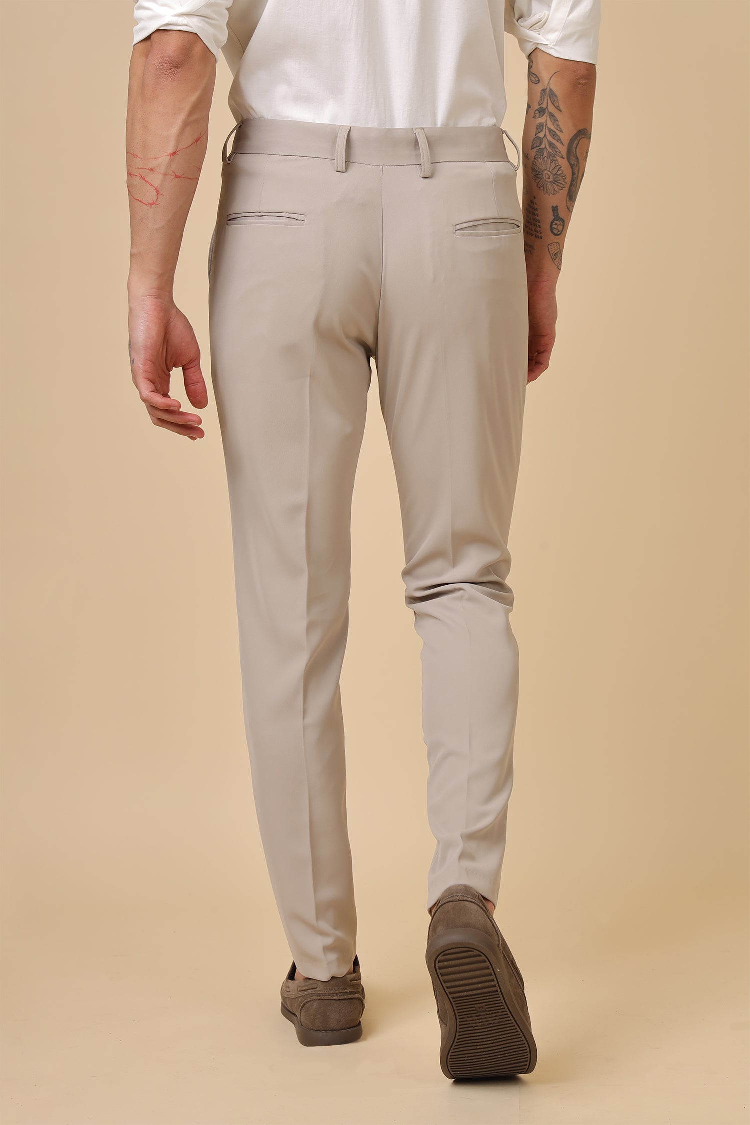 Men Classic Beige Formal Trousers