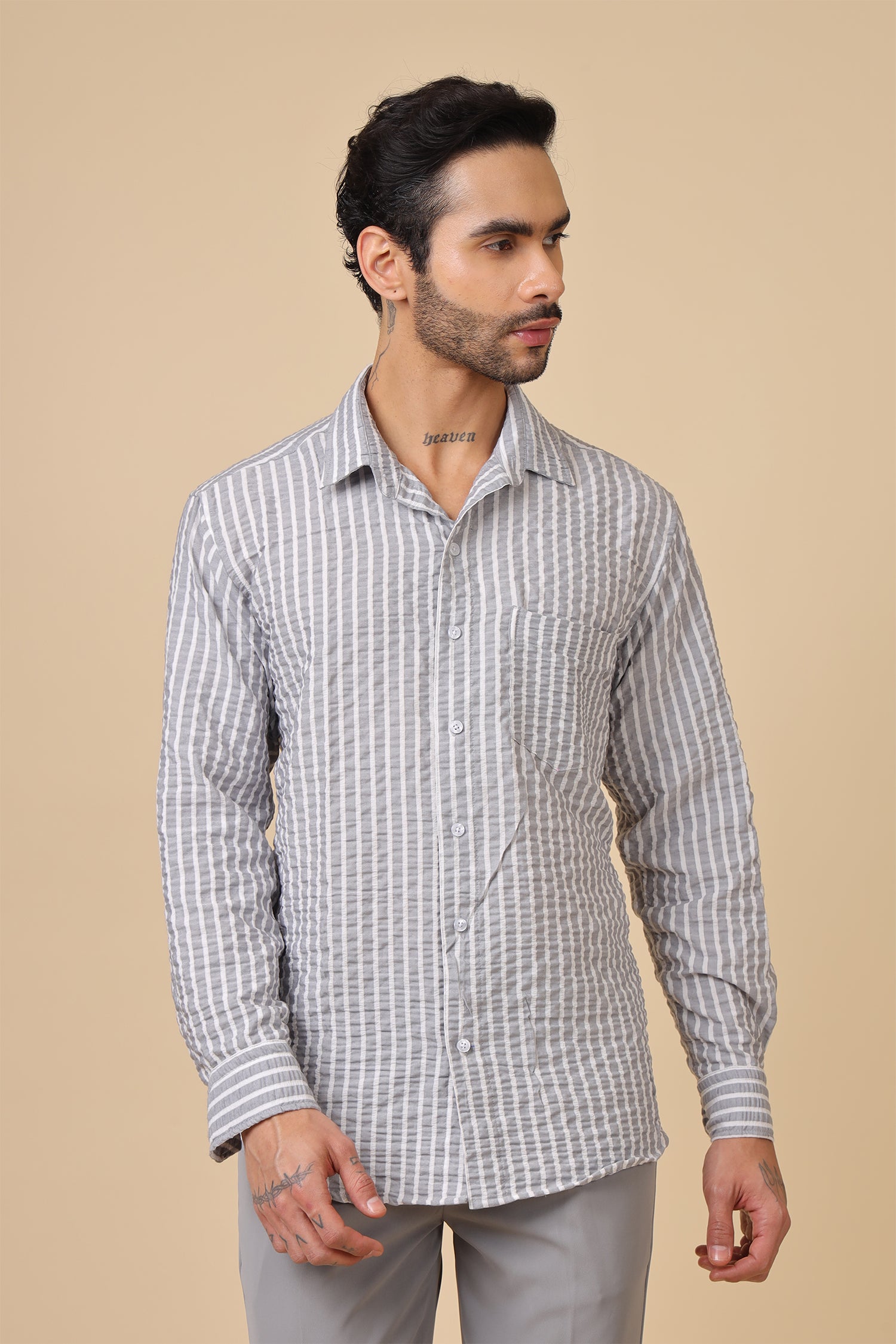 Men's Textured Crinkle Check Shirt