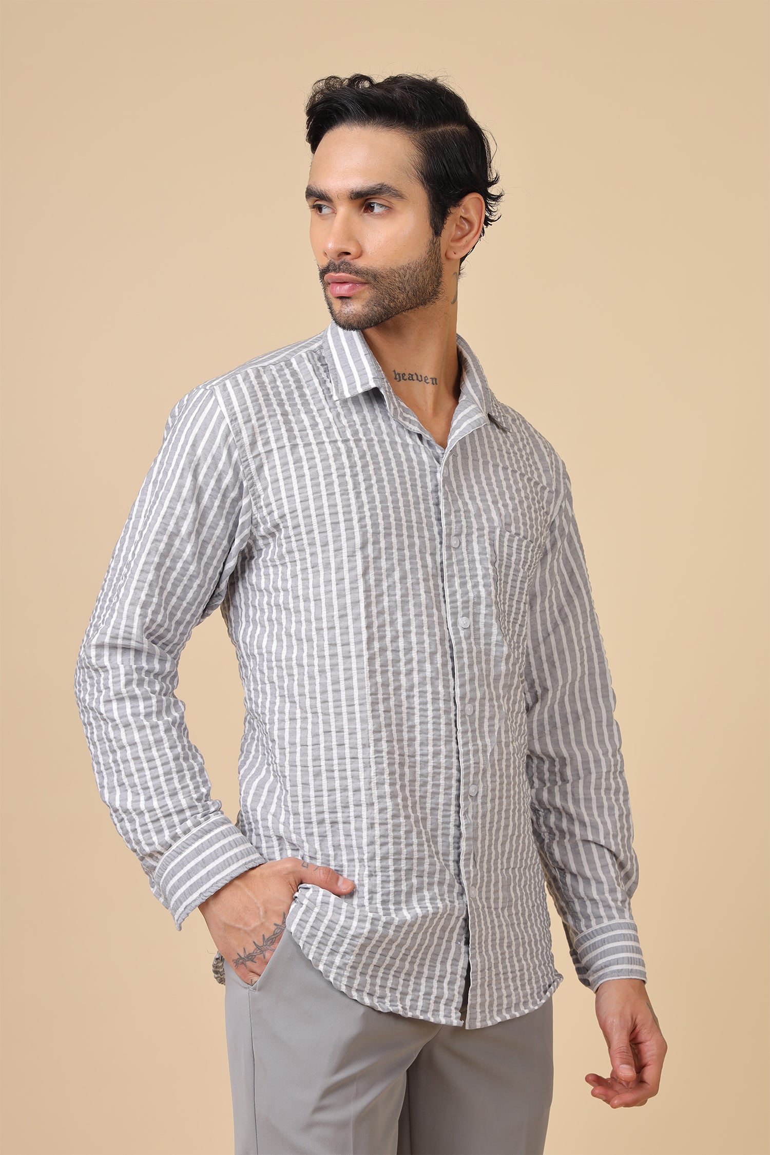 Men's Textured Crinkle Check Shirt