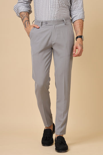 Men Classic Light Grey Formal Trousers