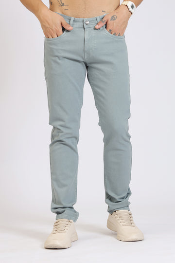 Light Green Slim-Fit Denim Jeans