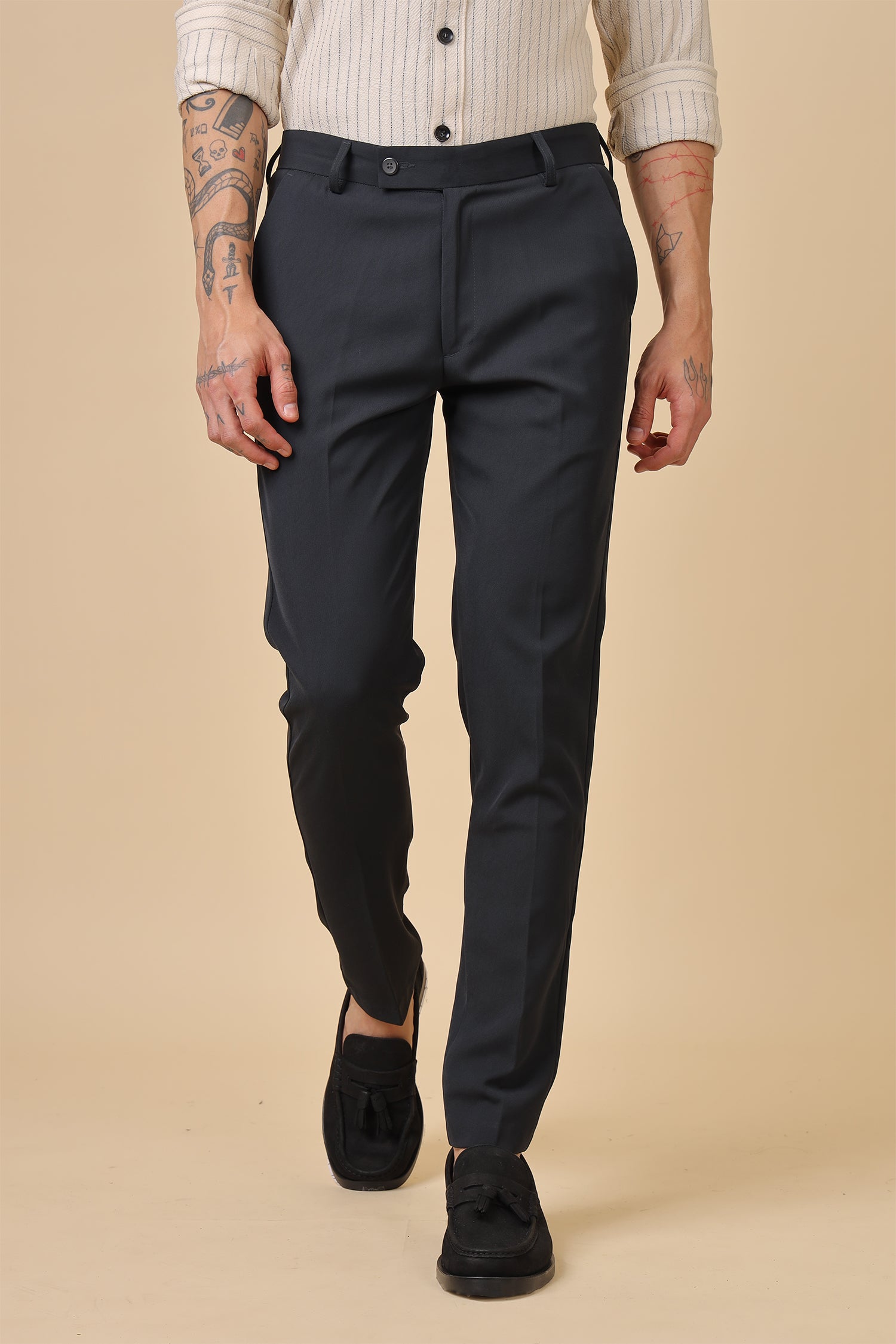 Men Classic Dark Blue Formal Trousers