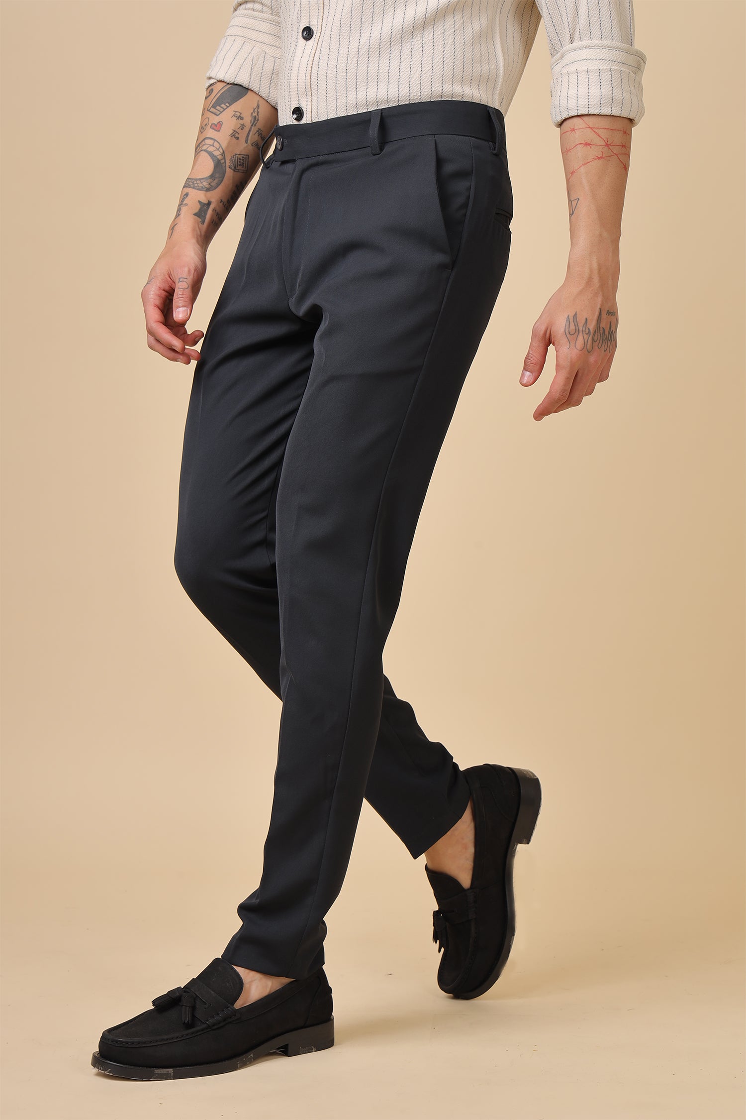 Men Classic Dark Blue Formal Trousers